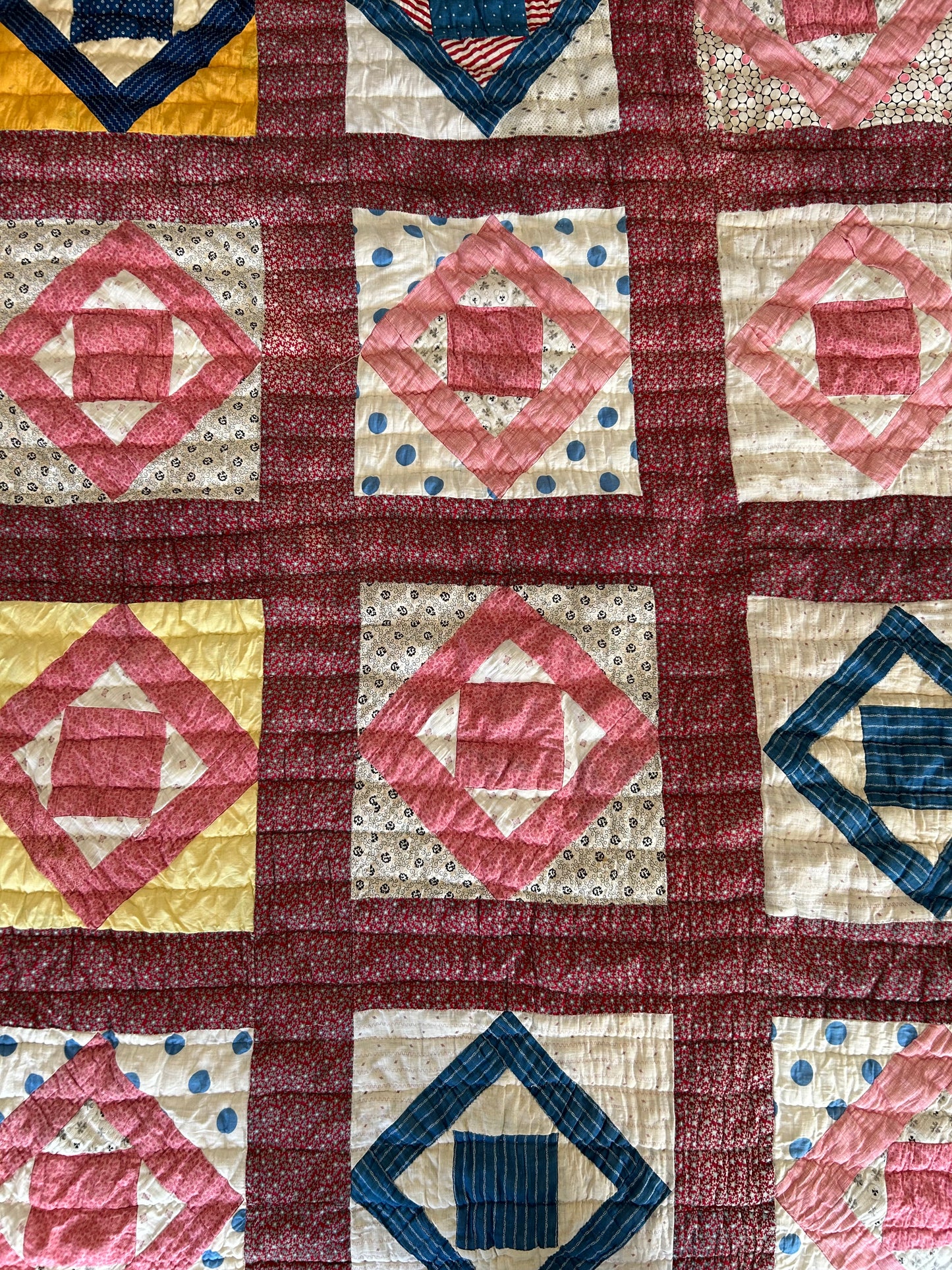 Antique Early 1900s | Squares in Squares Quilt