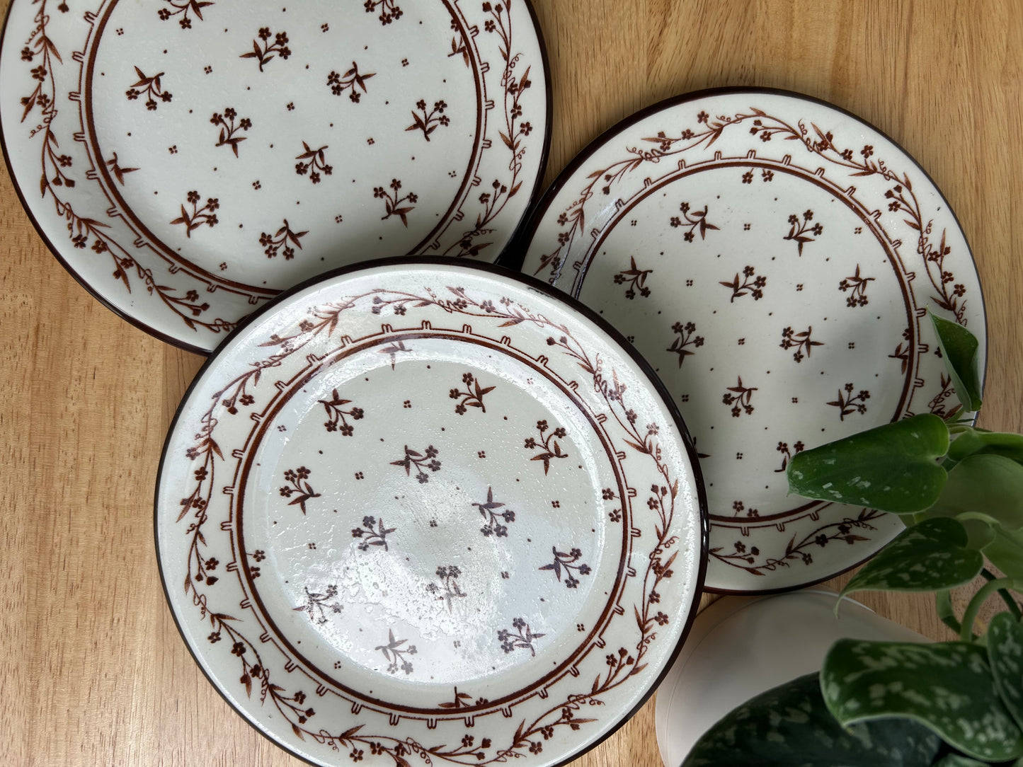 Sango Banquet Brown Floral Salad Plates | 1980s