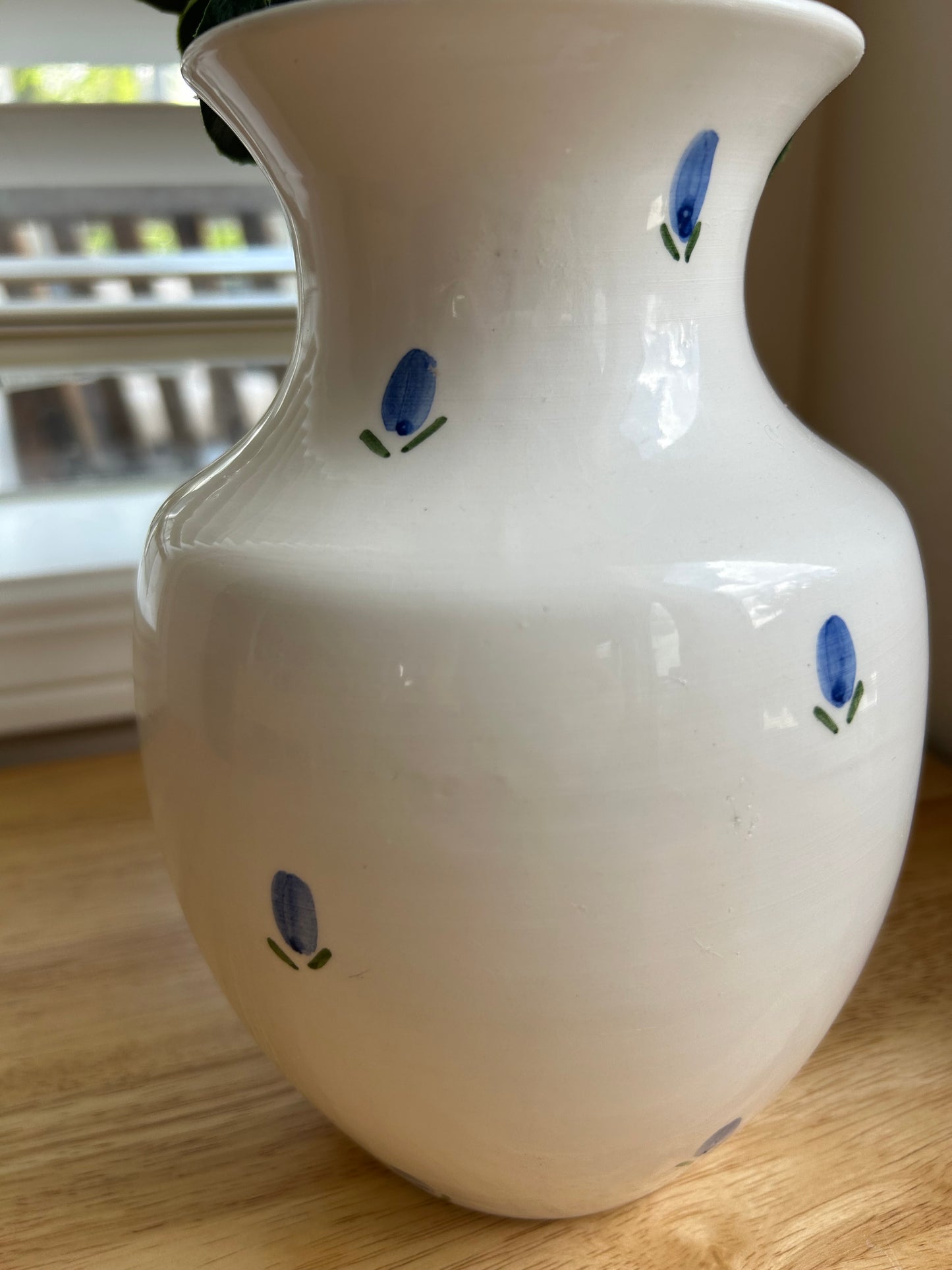 Cream and Blue Floral Vase | Ceramic