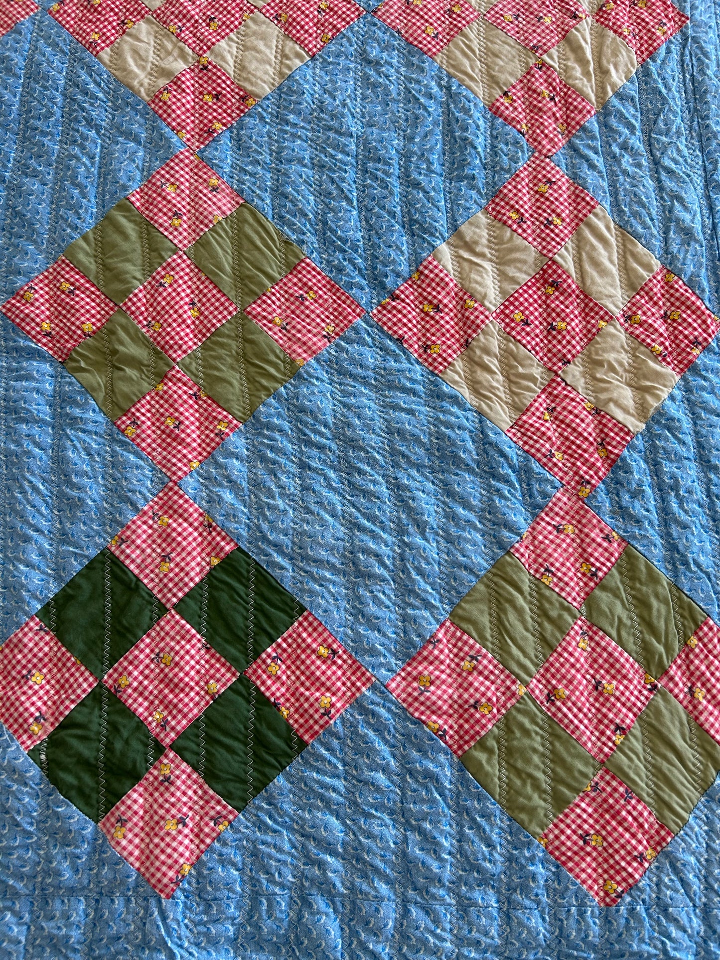 Mid-Century Blue 9 Patch Quilt