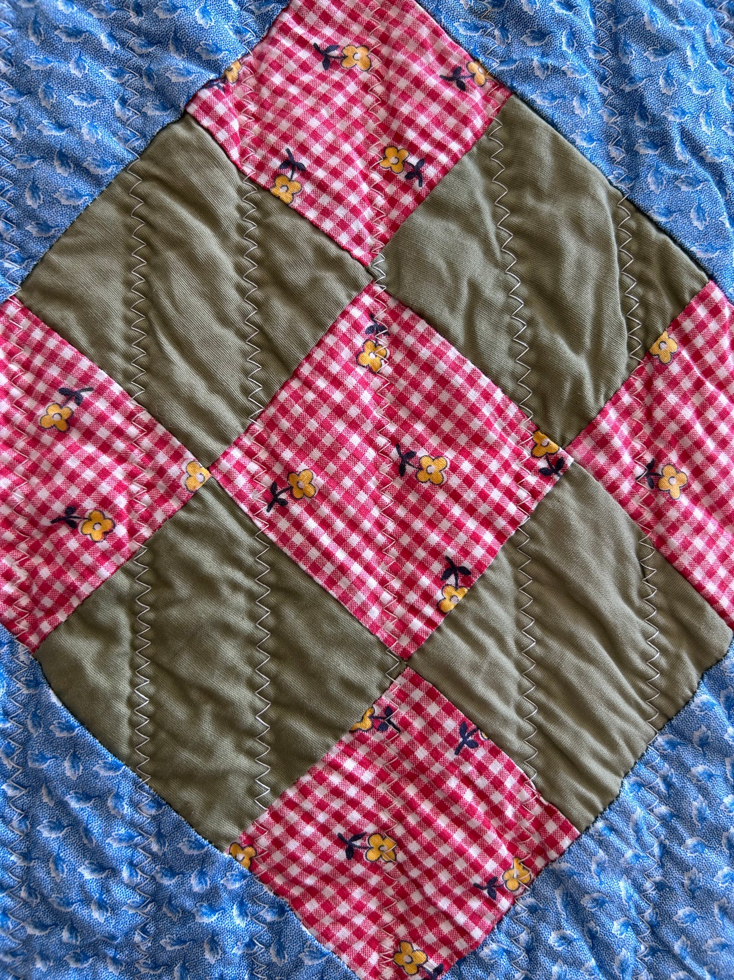 Mid-Century Blue 9 Patch Quilt