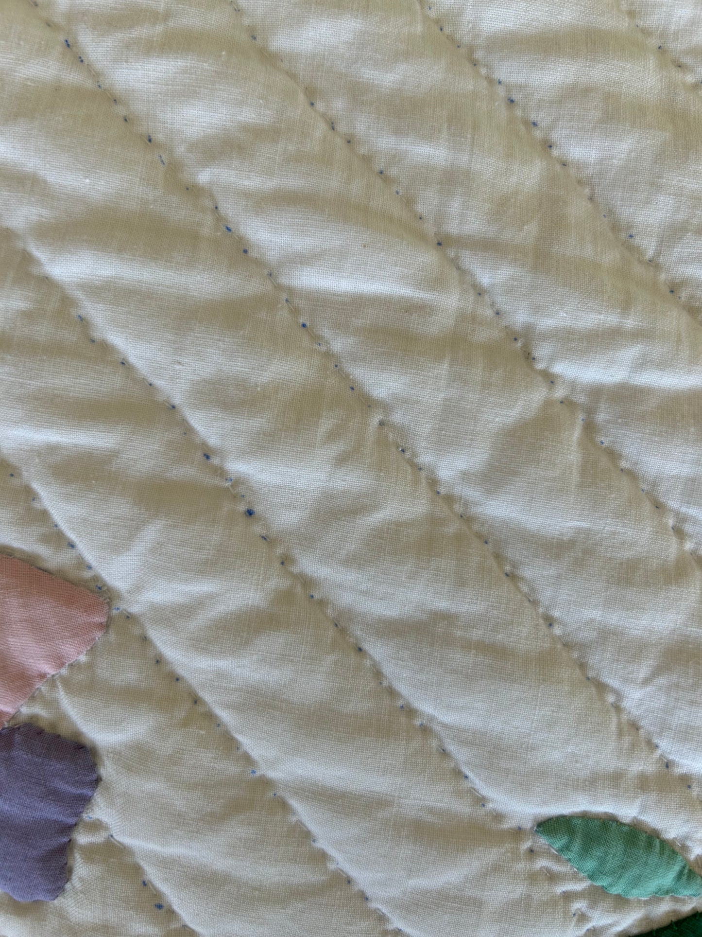 Green Pansy Appliqué Quilt | 1940s