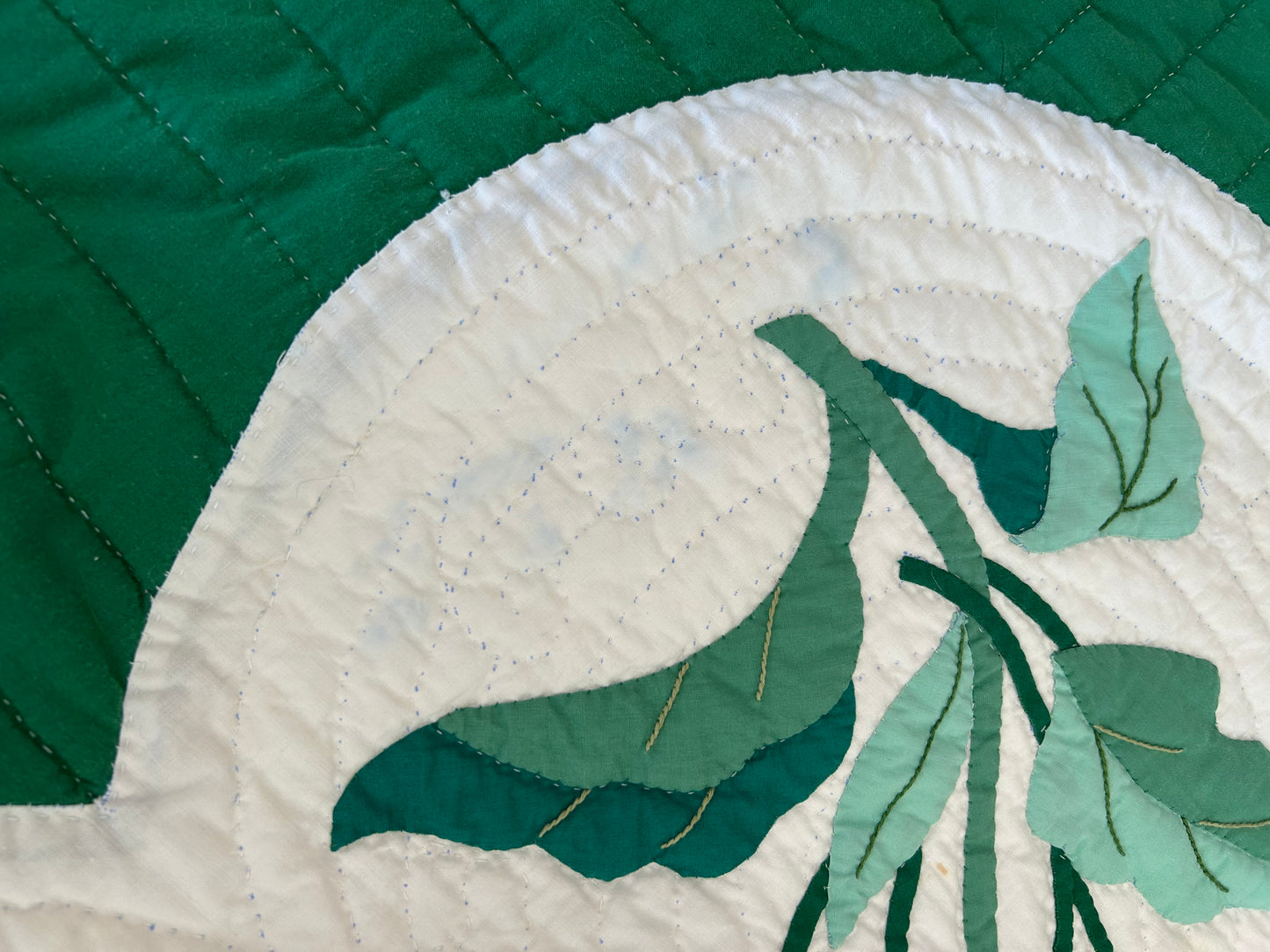 Green Pansy Appliqué Quilt | 1940s
