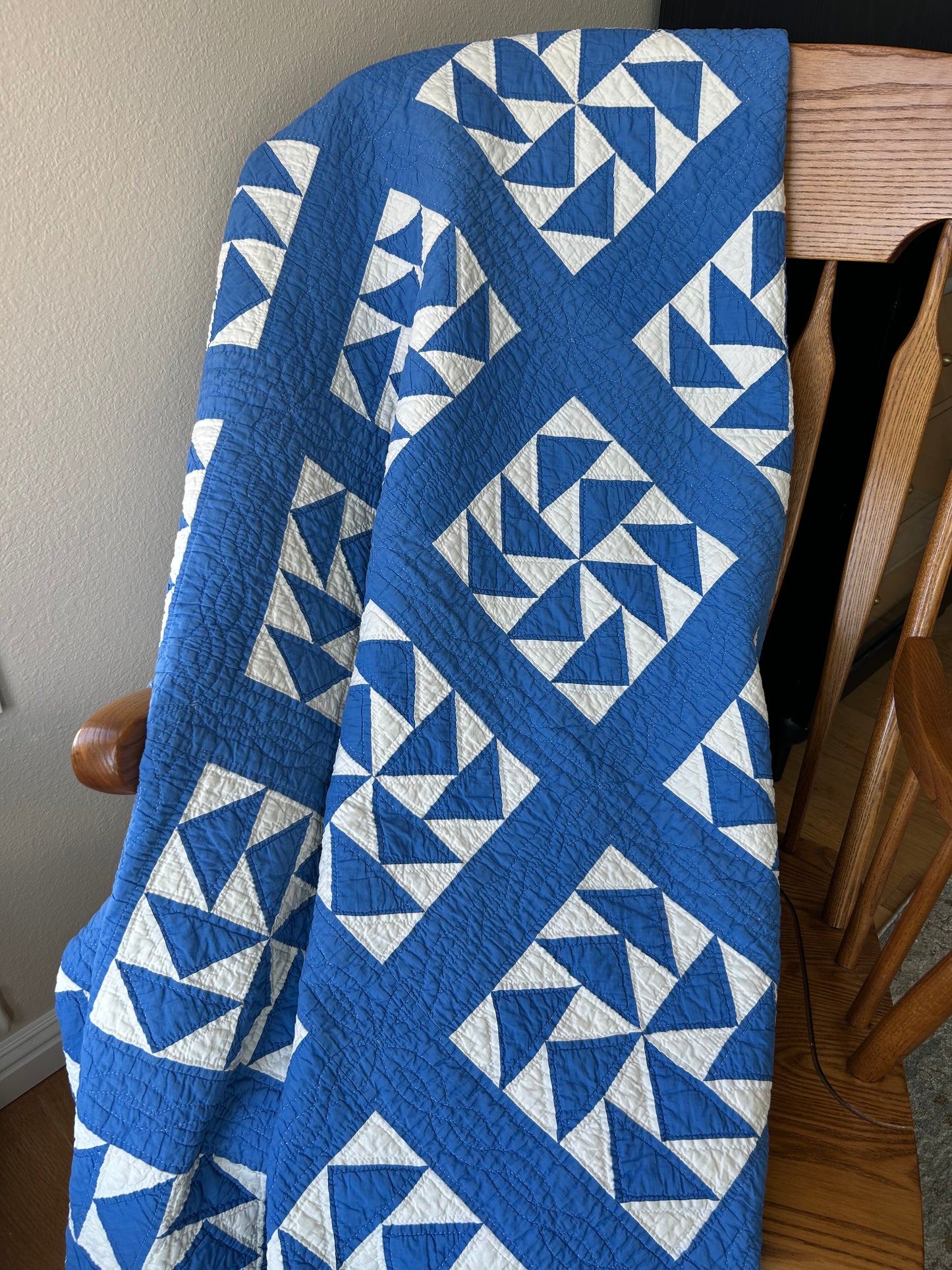 Blue Flying Geese Variation Quilt