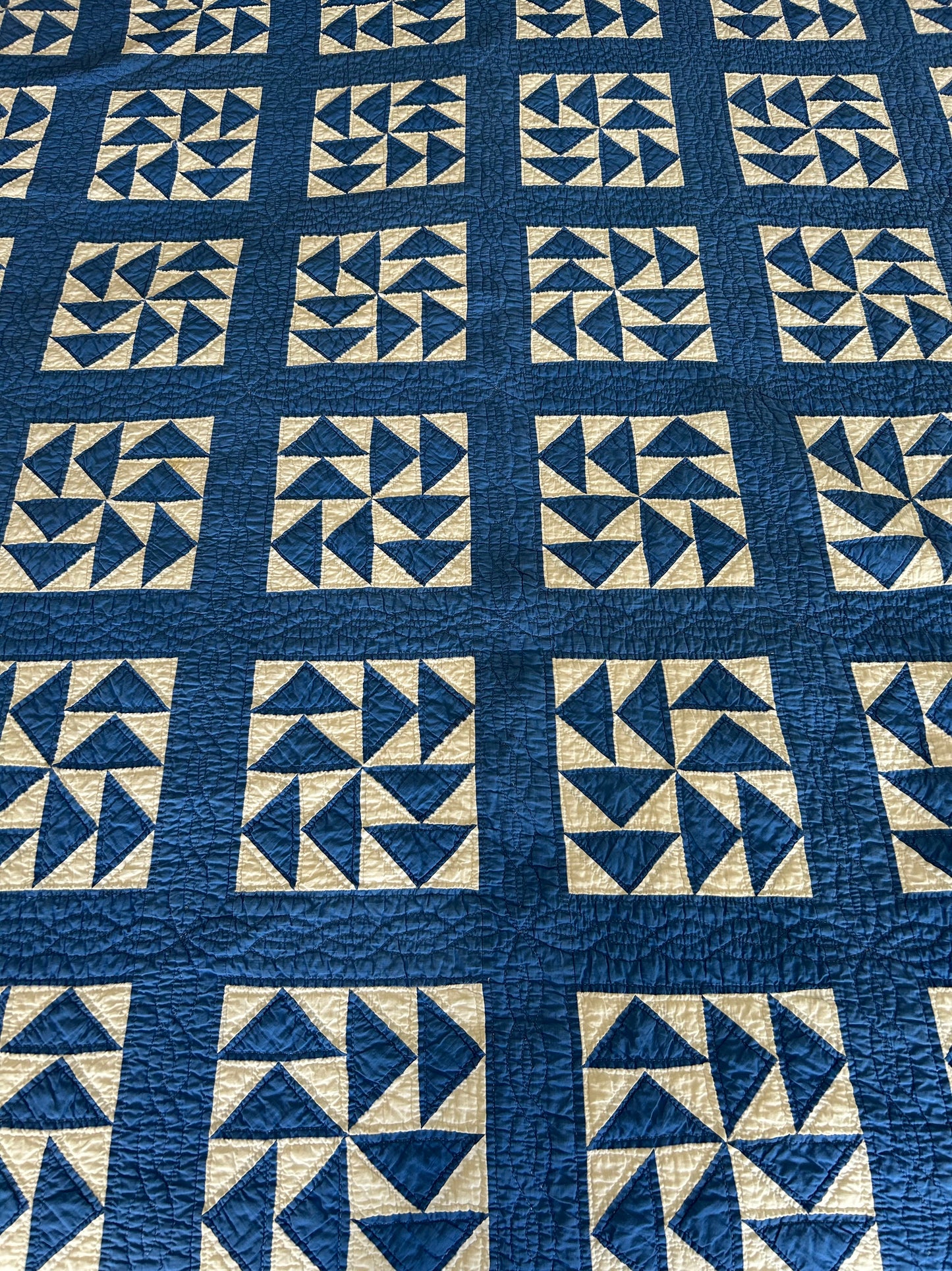 Blue Flying Geese Variation Quilt