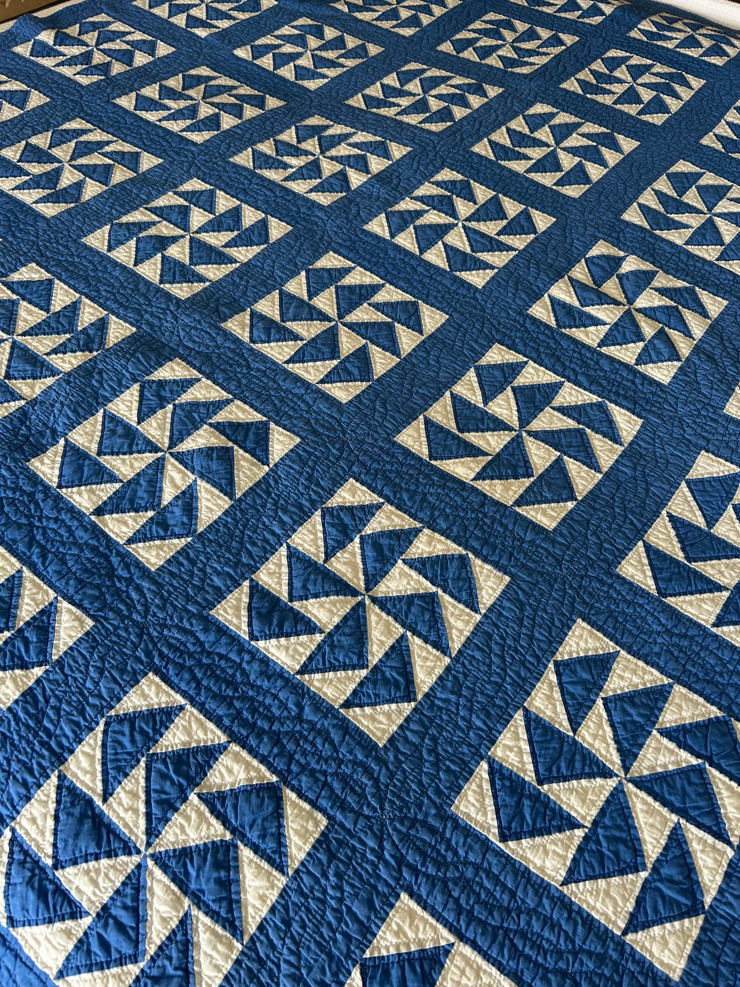 Blue Flying Geese Variation Quilt
