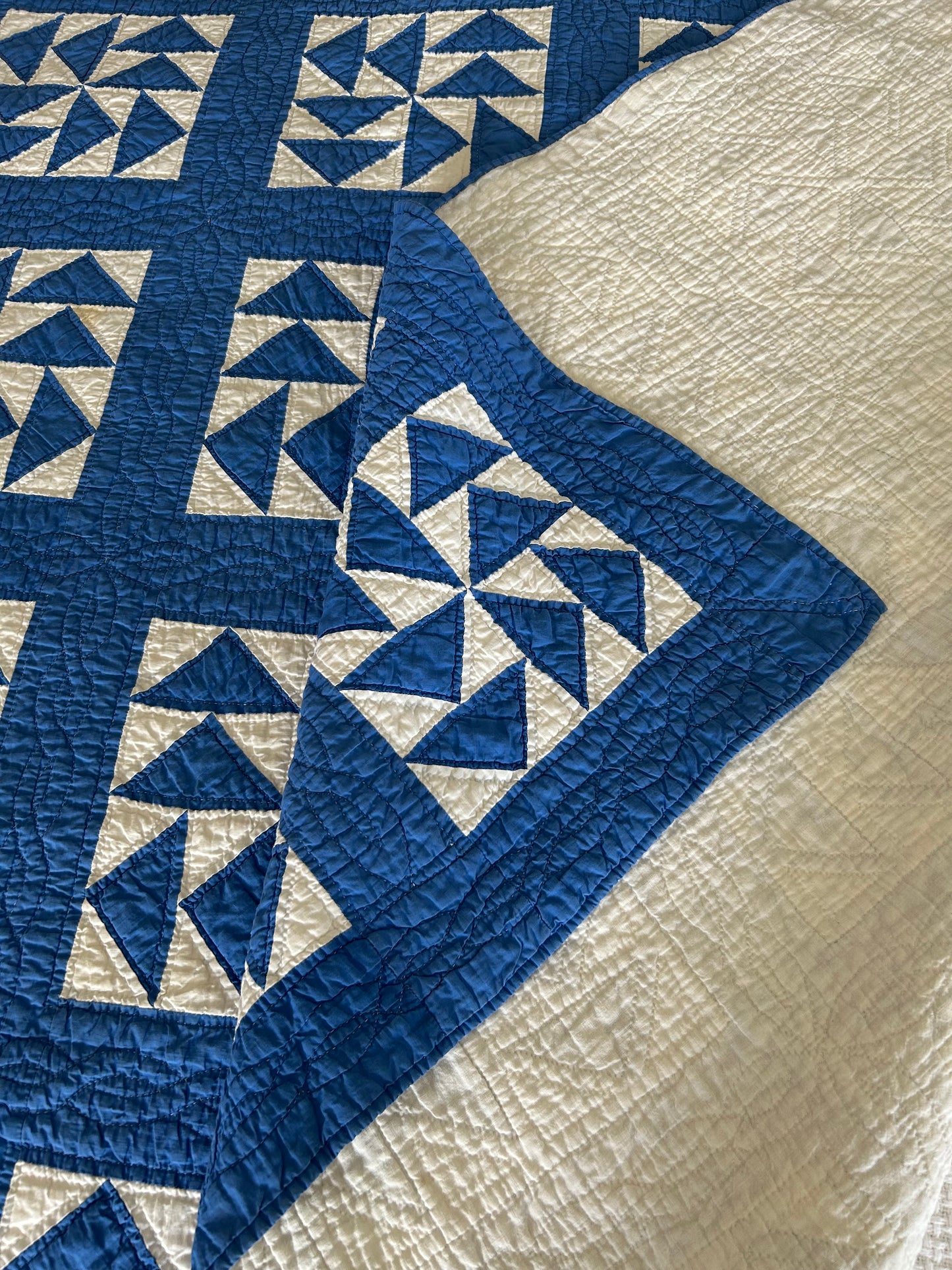 Blue Flying Geese Variation Quilt
