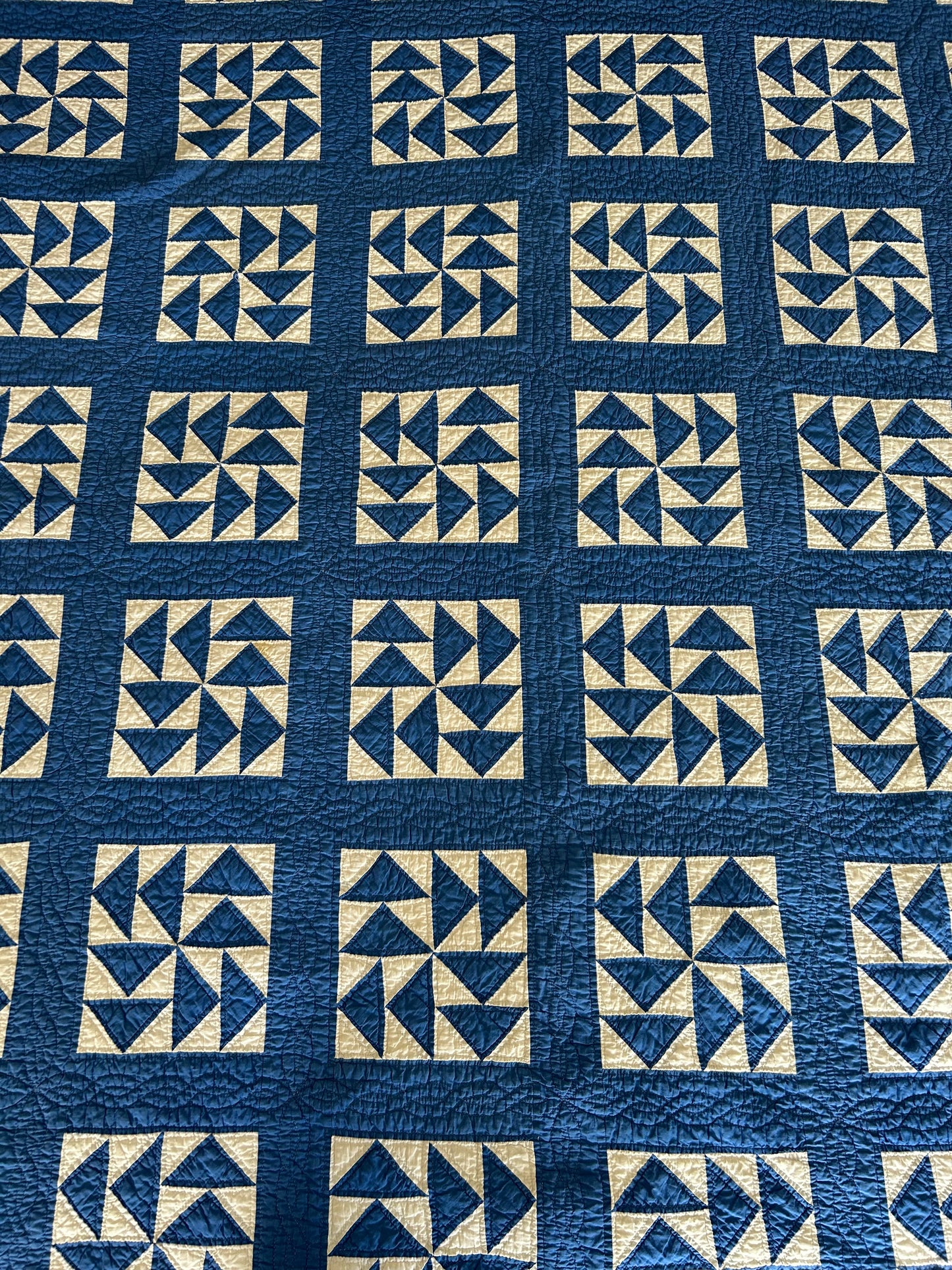 Blue Flying Geese Variation Quilt