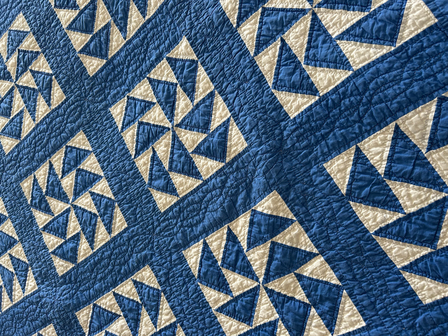 Blue Flying Geese Variation Quilt