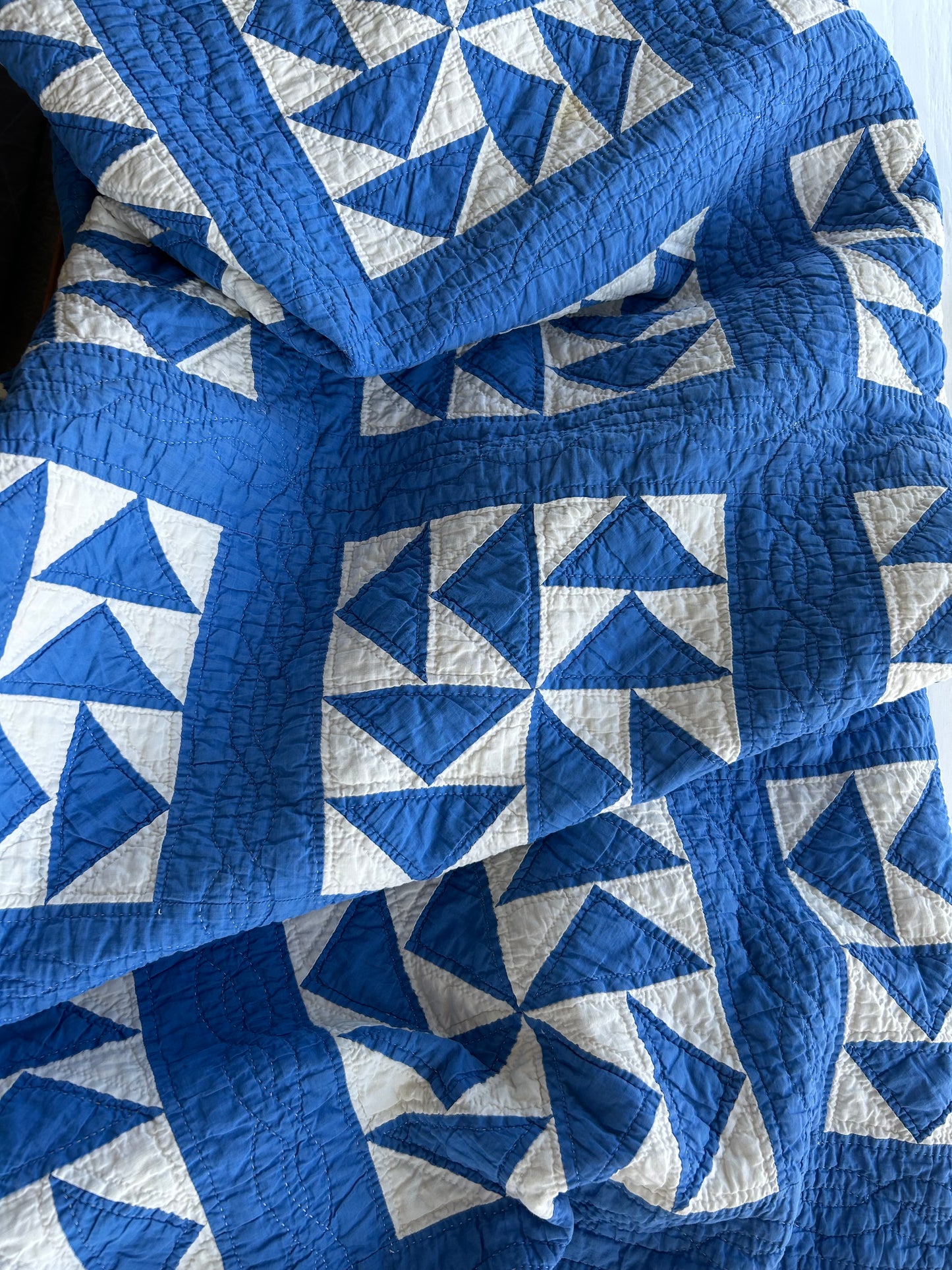 Blue Flying Geese Variation Quilt