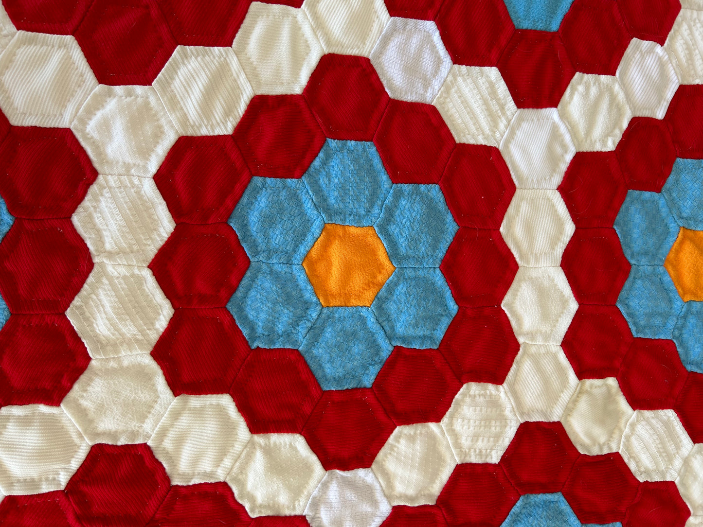 Red, White and Blue Grandmother's Garden Quilt