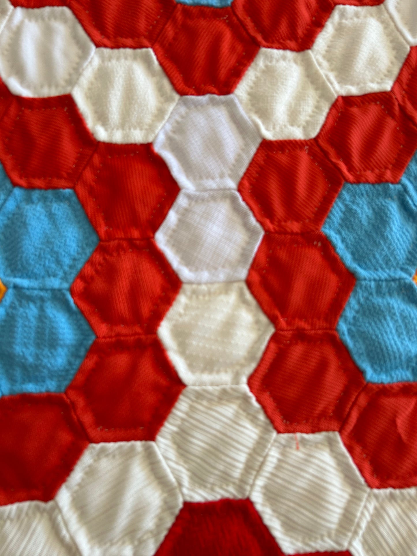 Red, White and Blue Grandmother's Garden Quilt