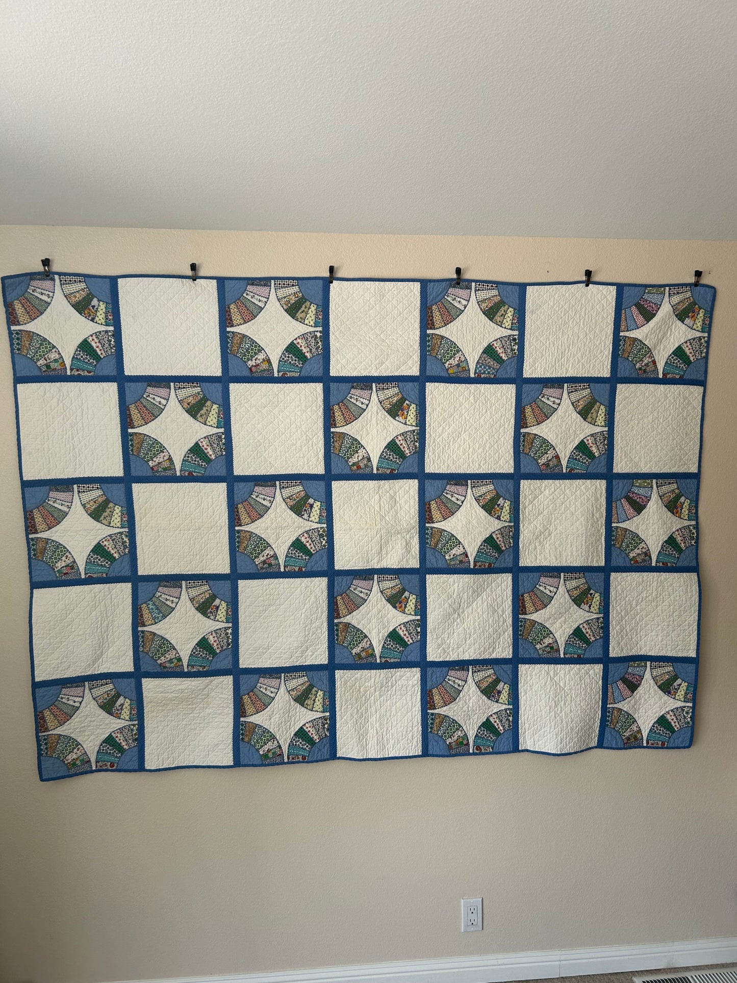 Blue and White Fan Quilt | 1960s