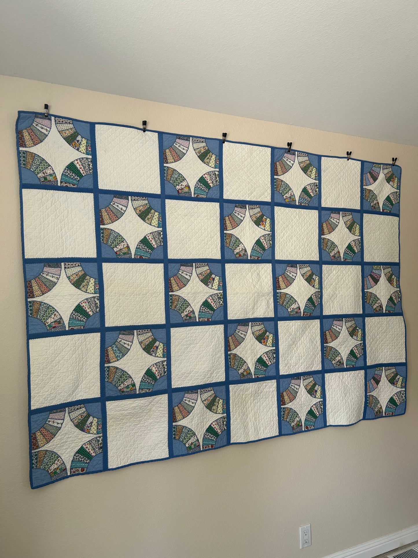Blue and White Fan Quilt | 1960s