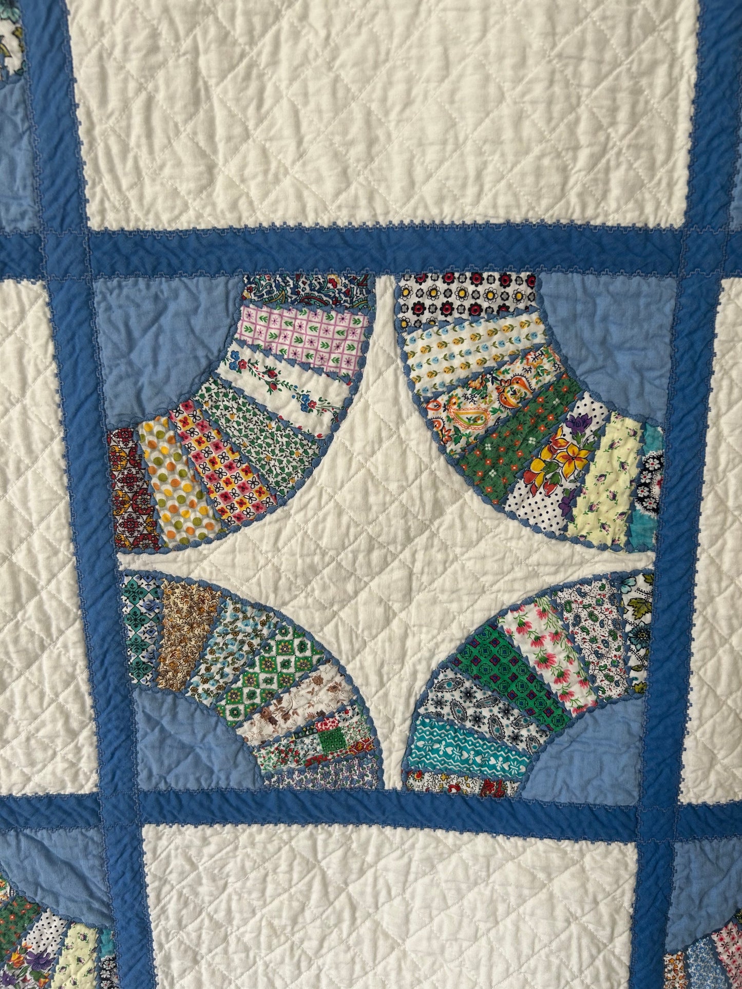 Blue and White Fan Quilt | 1960s
