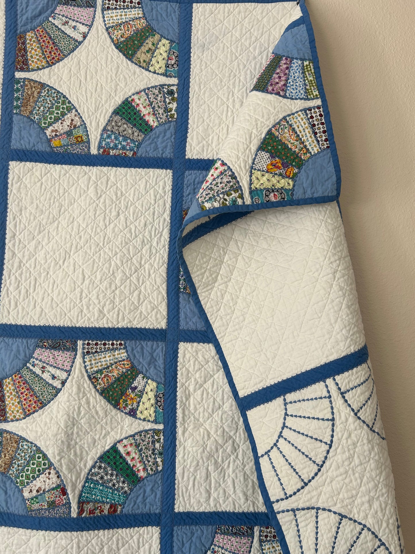 Blue and White Fan Quilt | 1960s
