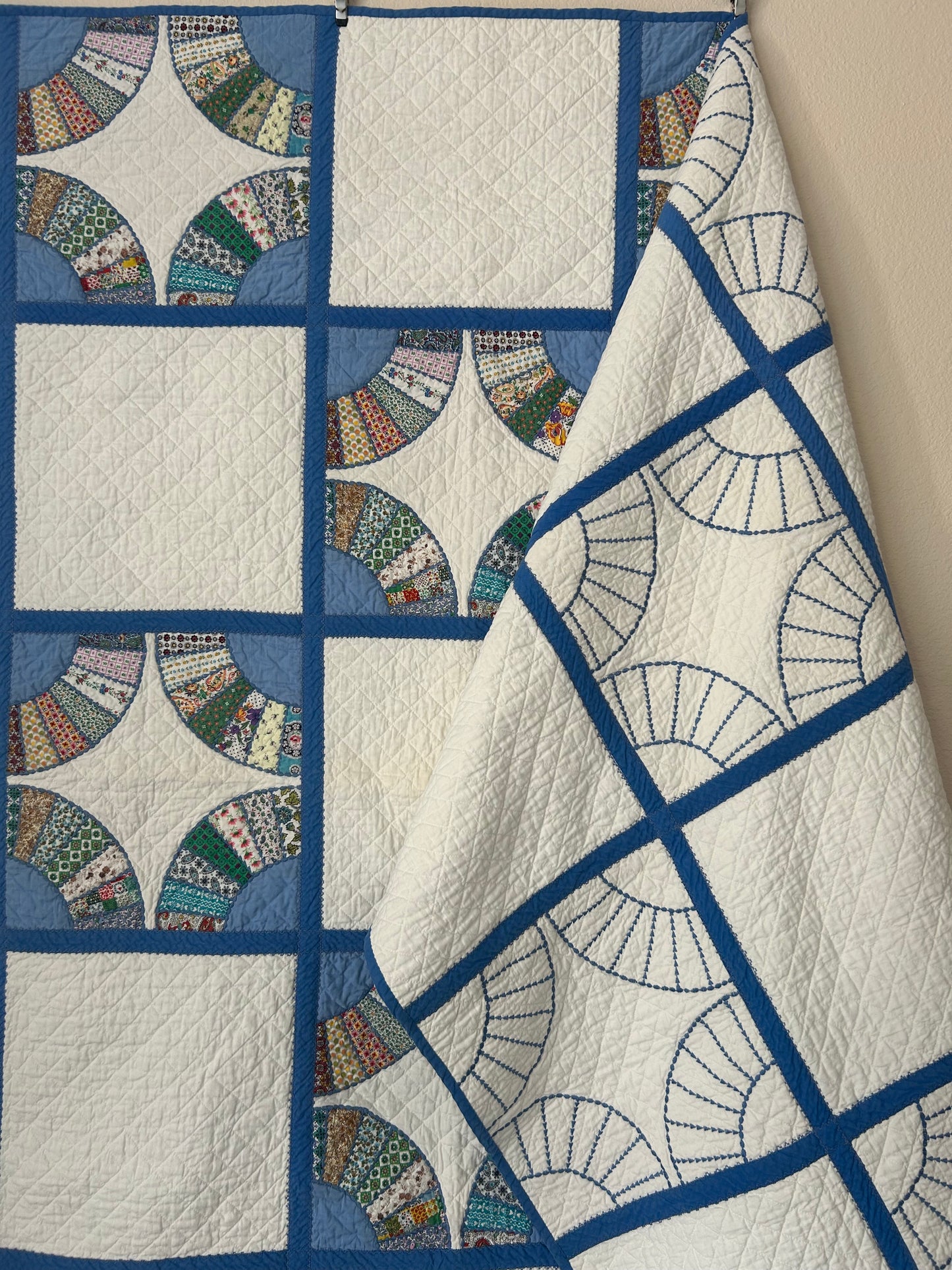 Blue and White Fan Quilt | 1960s