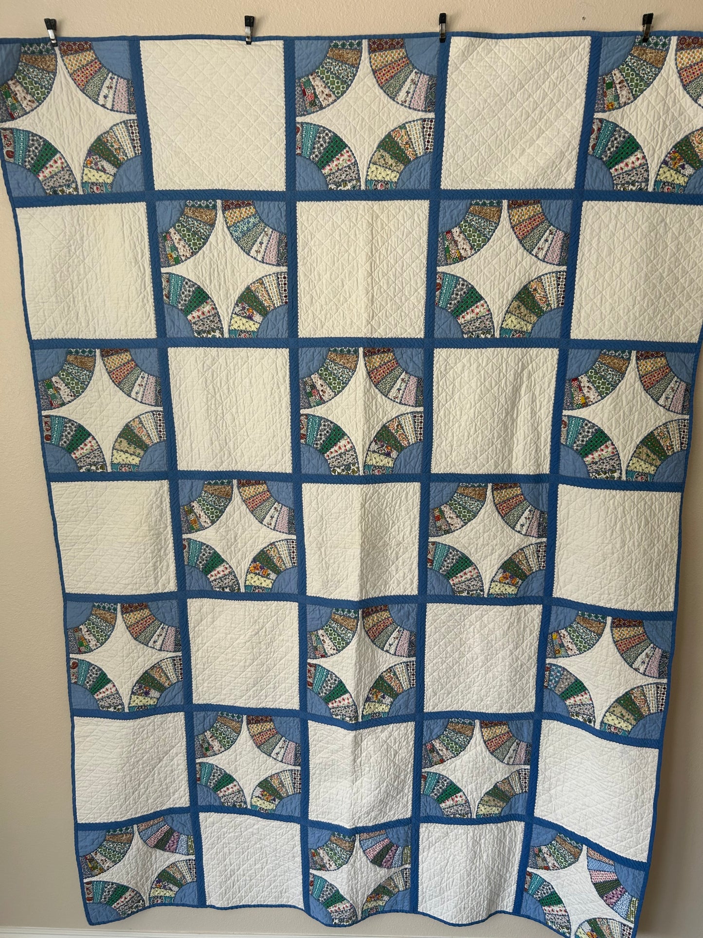 Blue and White Fan Quilt | 1960s