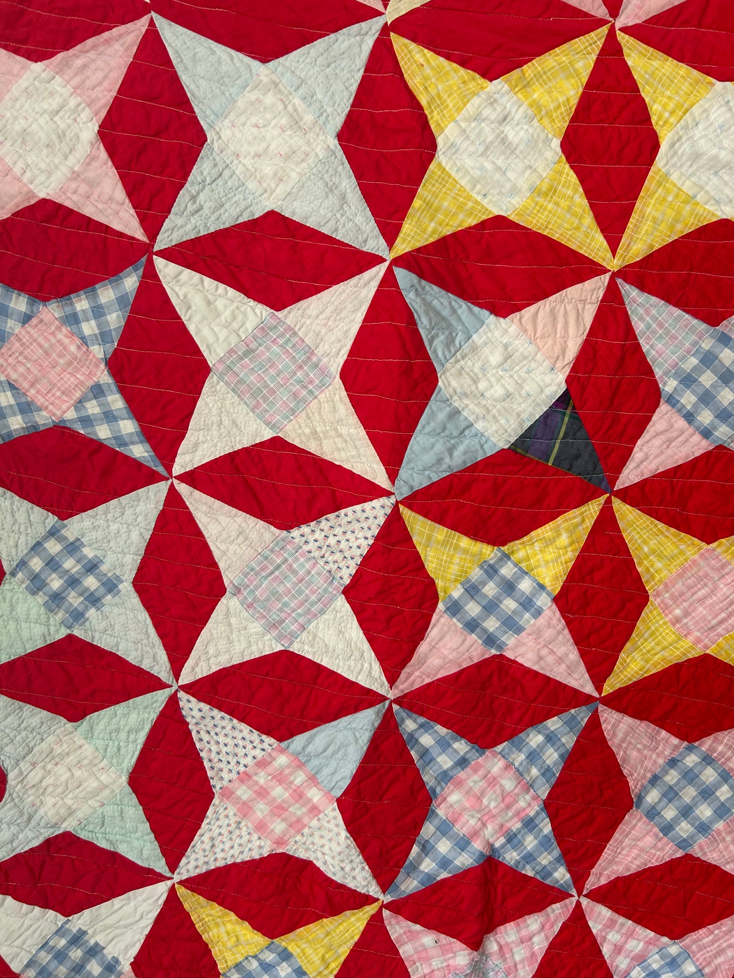 Gingham Red Picnic Blanket | Red, Pink & Blue, Pinwheel Pattern
