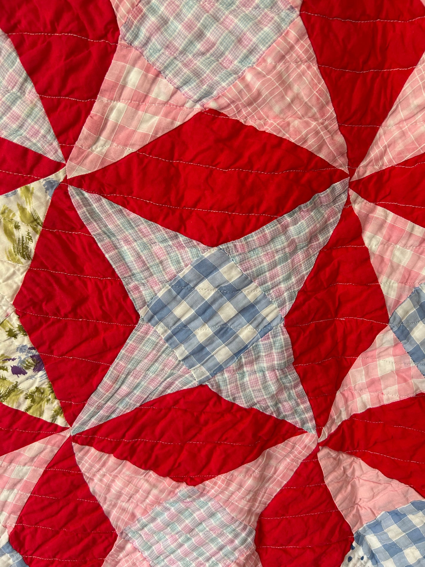 Gingham Red Picnic Blanket | Red, Pink & Blue, Pinwheel Pattern