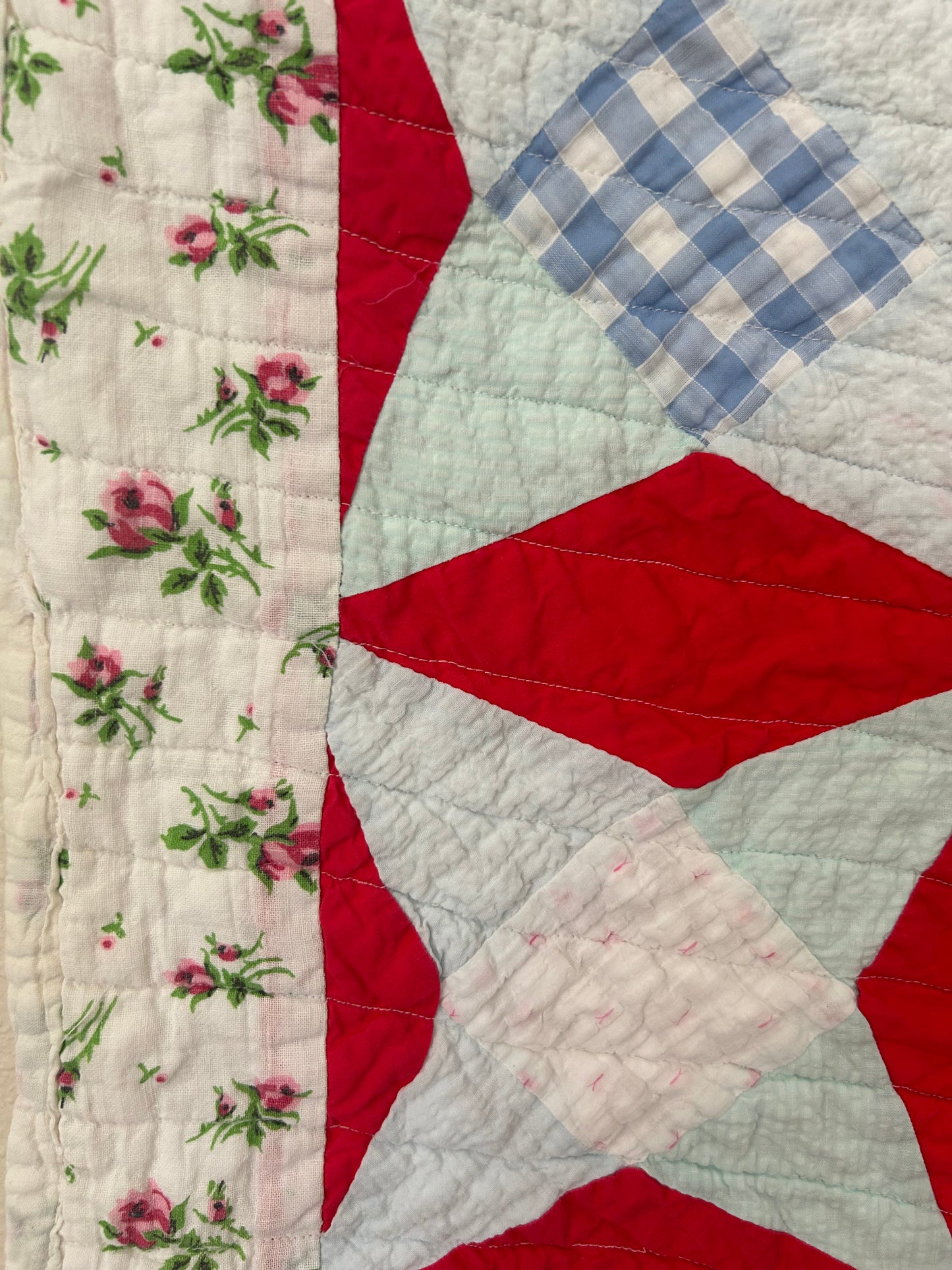 Gingham Red Picnic Blanket | Red, Pink & Blue, Pinwheel Pattern