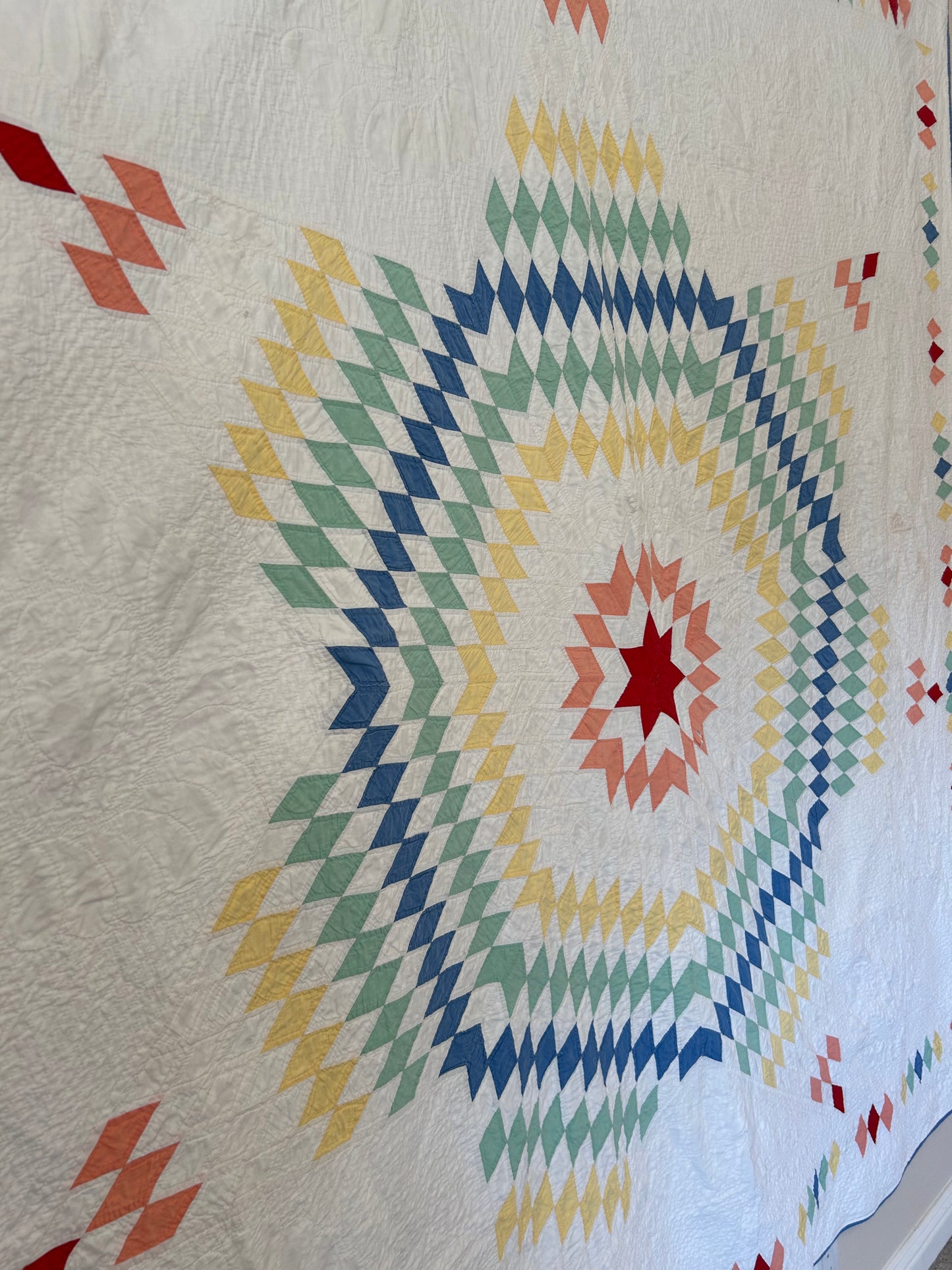 Vintage Rainbow Lone Star Quilt