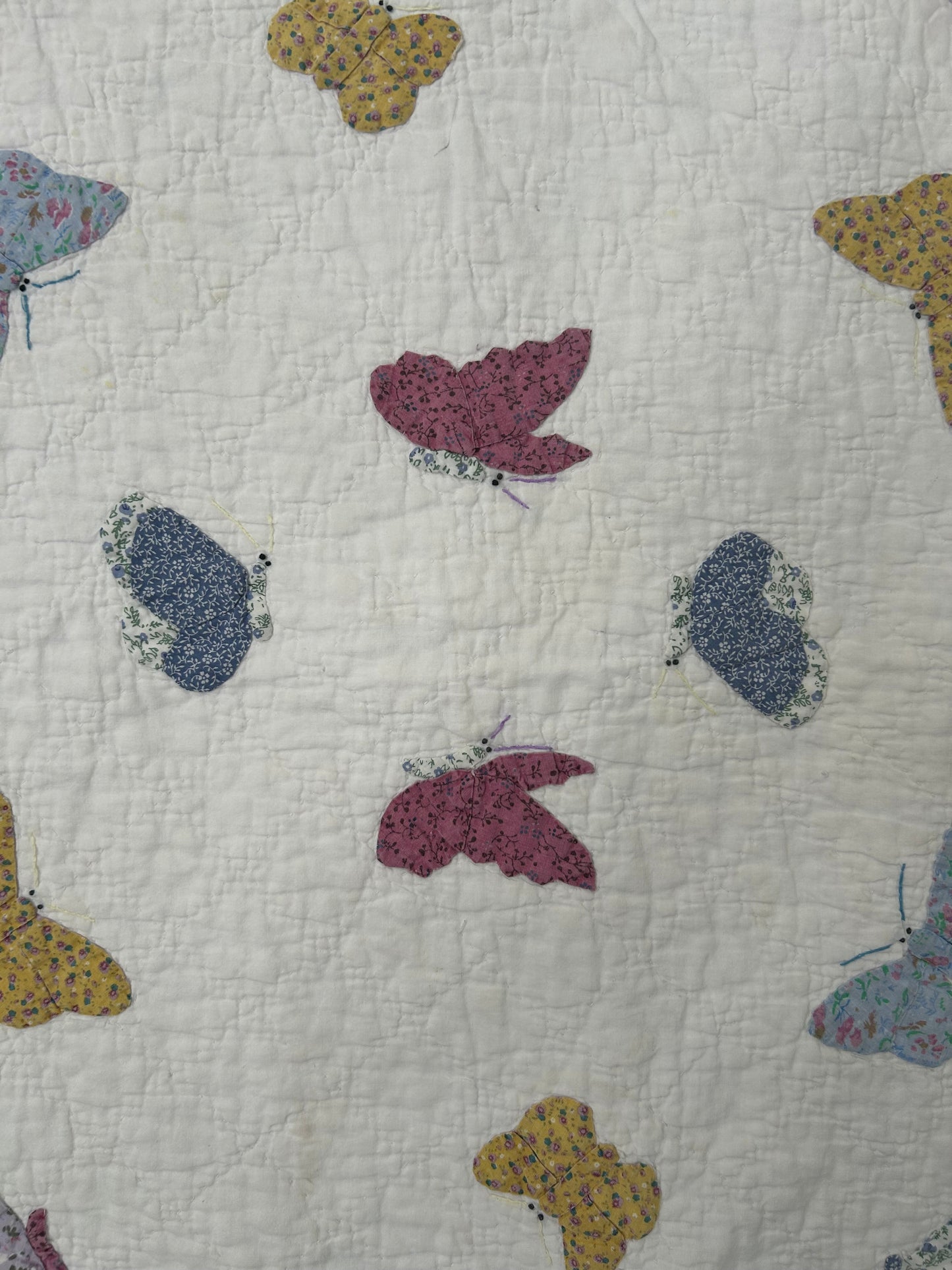 Vintage Butterfly Applique Crib Quilt