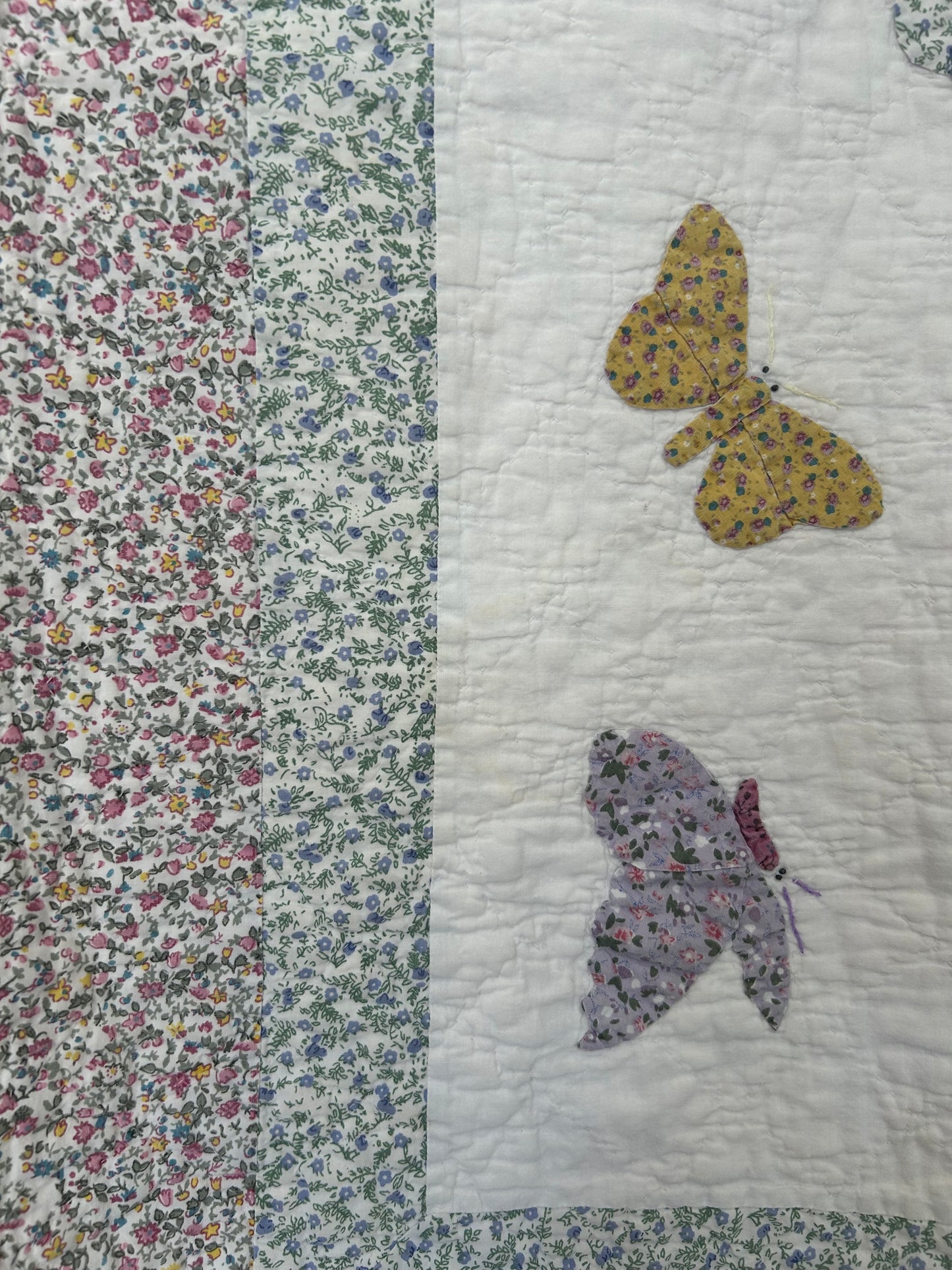 Vintage Butterfly Applique Crib Quilt