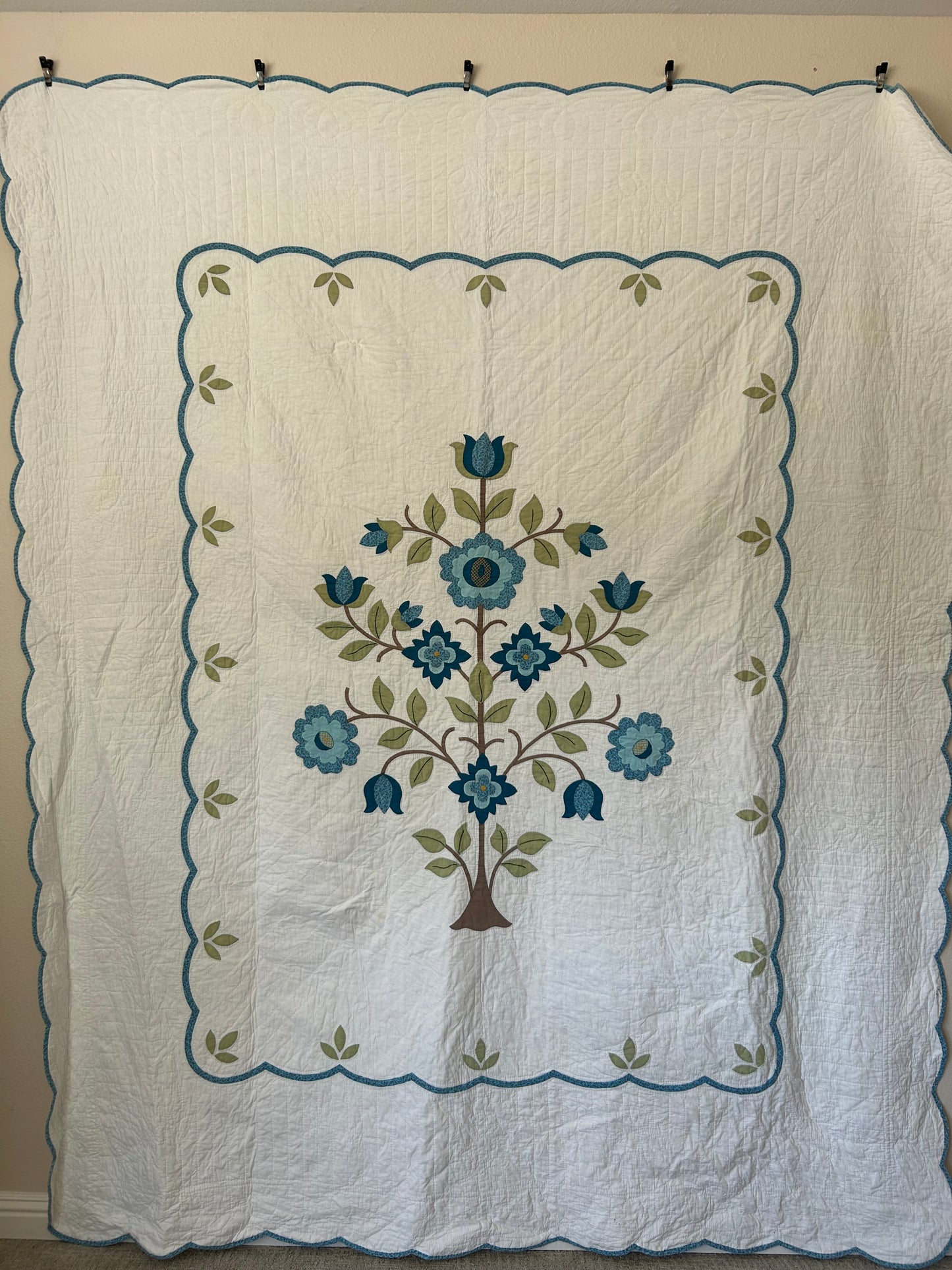 Blue Tree of Life Appliqué Quilt