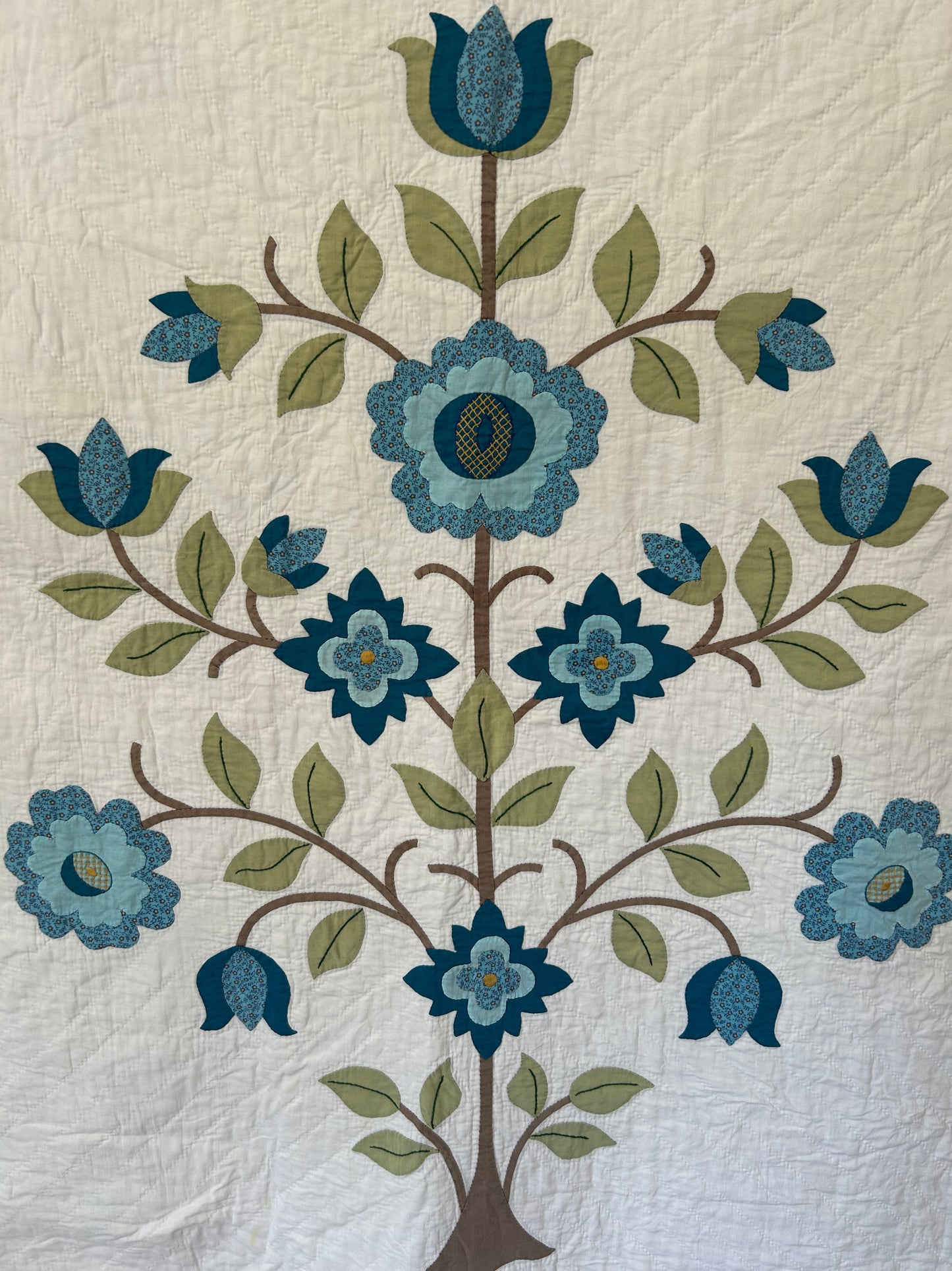 Blue Tree of Life Appliqué Quilt