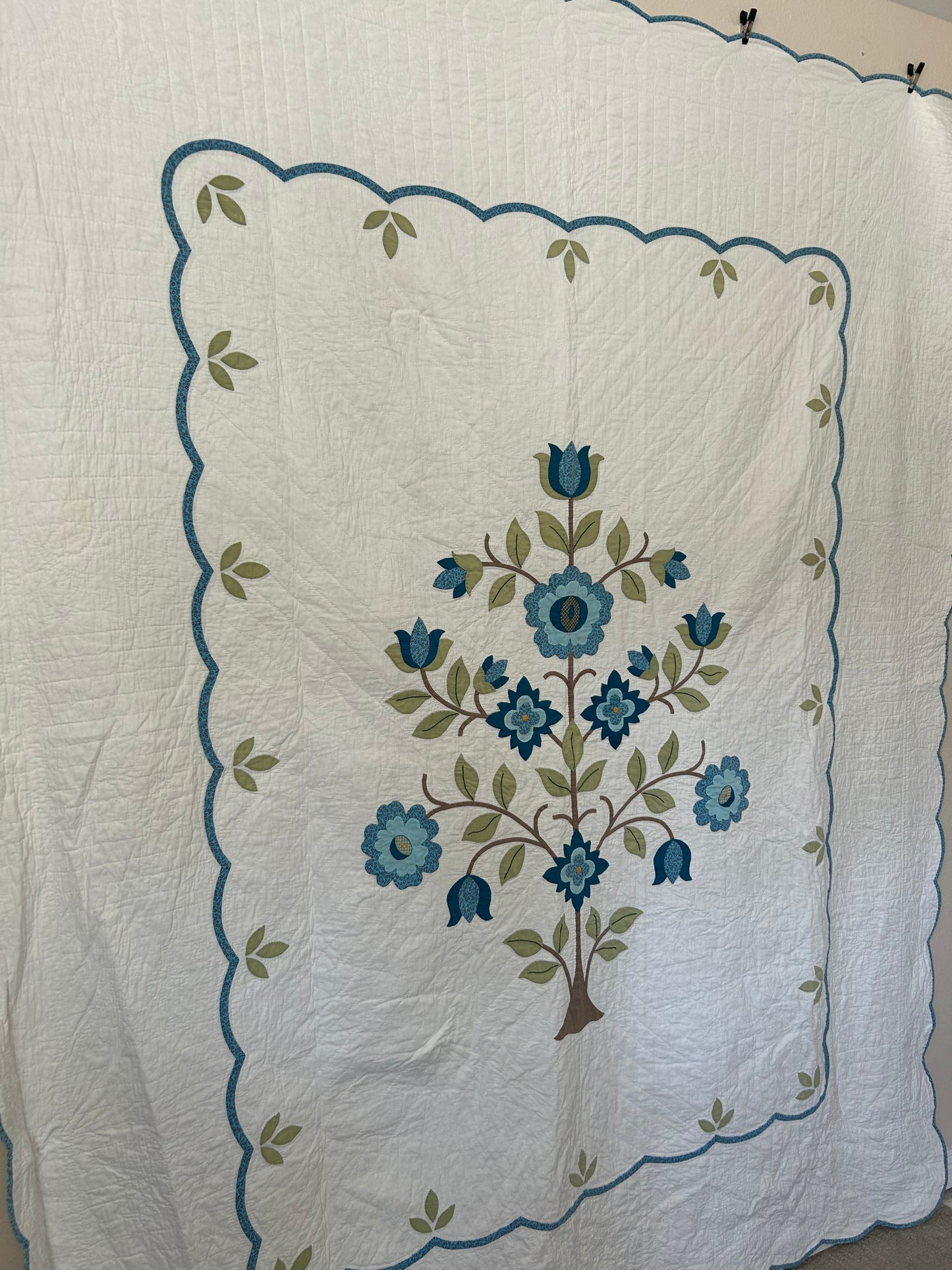 Blue Tree of Life Appliqué Quilt