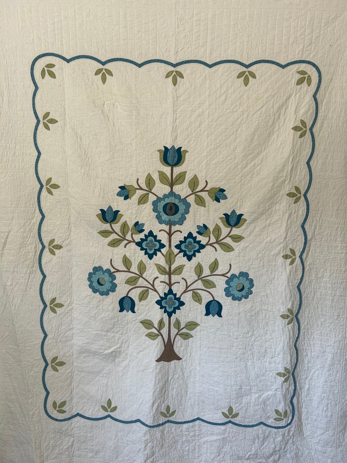 Blue Tree of Life Appliqué Quilt