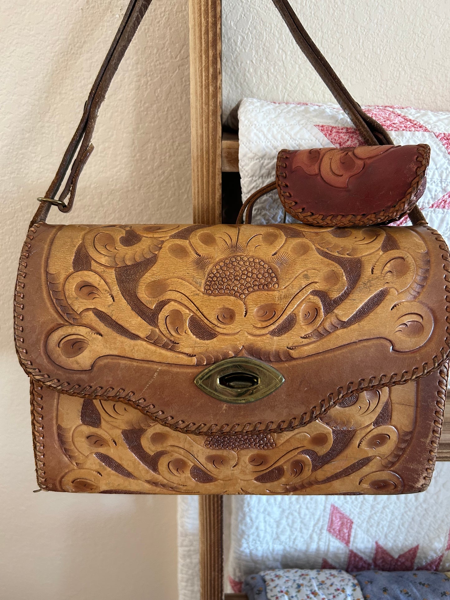 Clifton's Hand Tooled Leather Purse | 1950s