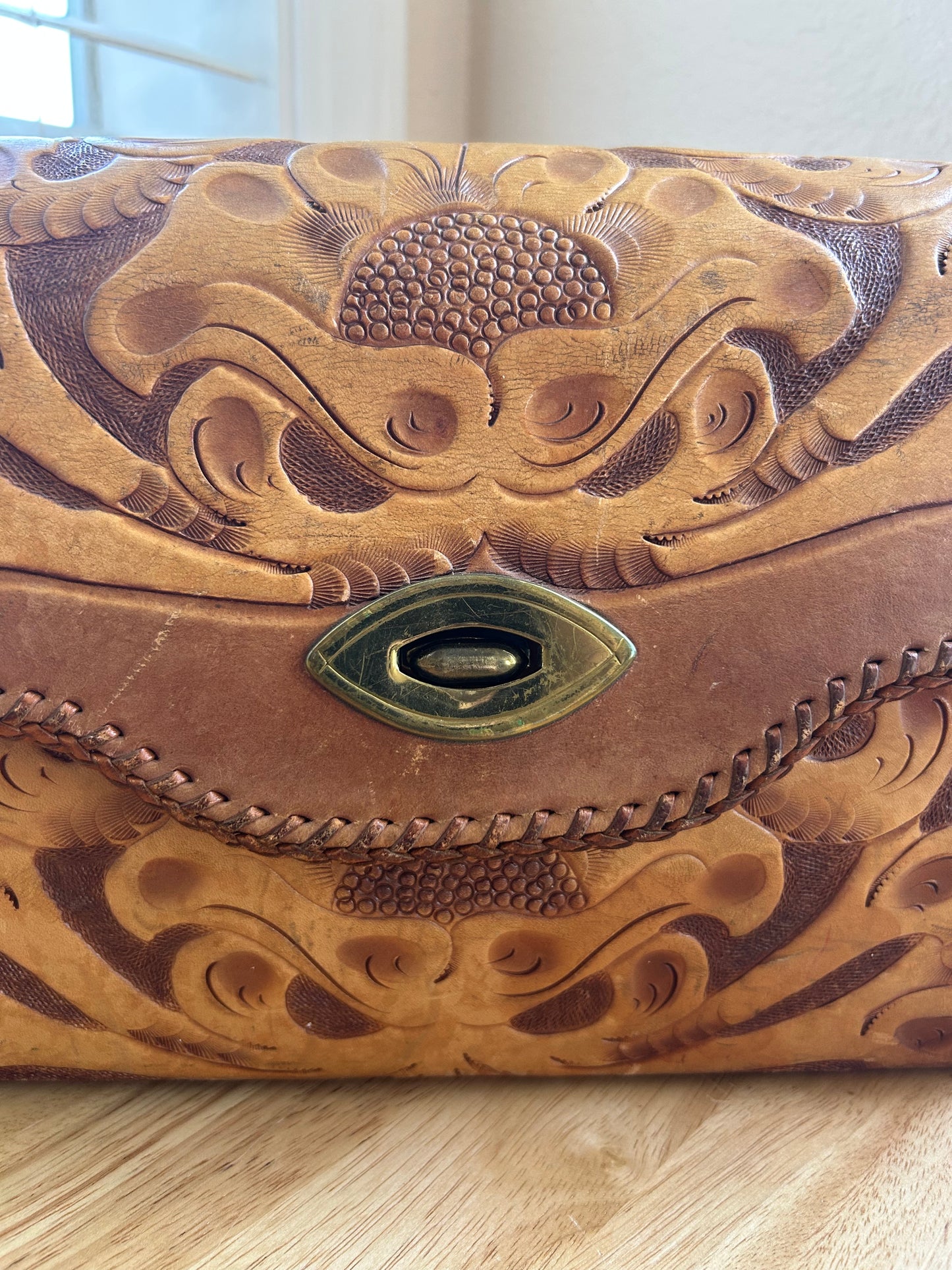 Clifton's Hand Tooled Leather Purse | 1950s