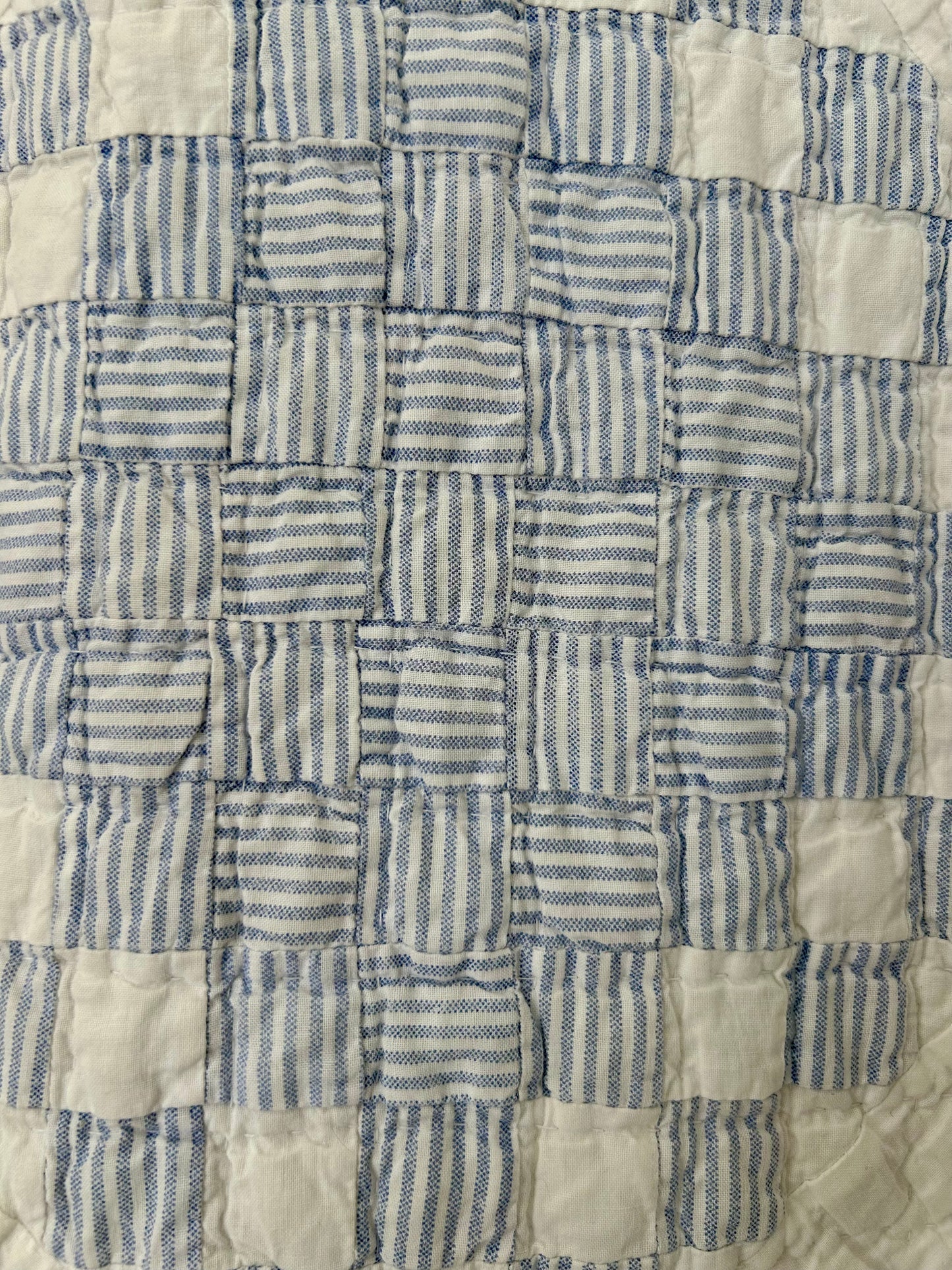 Blue Striped Postage Stamp Variation Quilt | Soft, Cozy & Classic