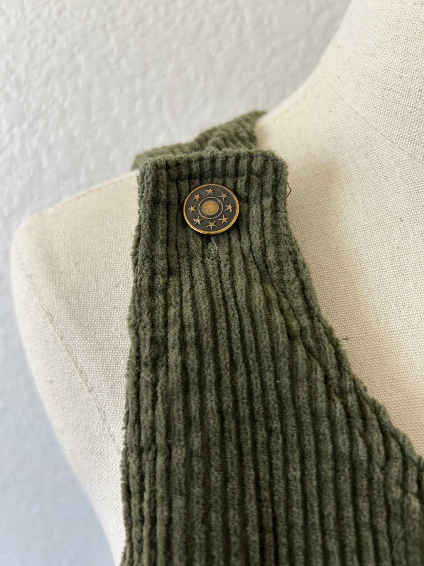 Olive Corduroy Jumper Dress | Size Medium