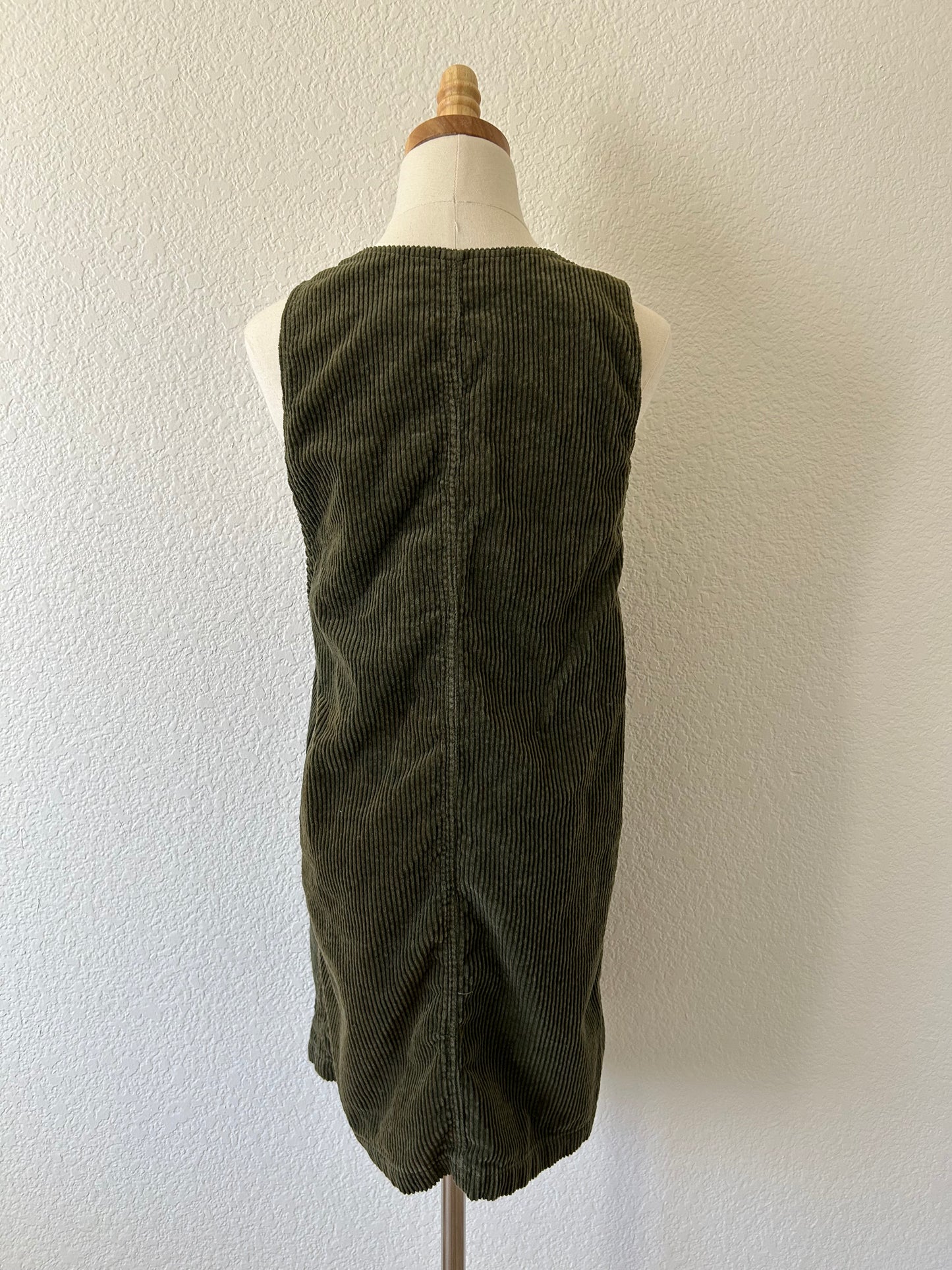 Olive Corduroy Jumper Dress | Size Medium