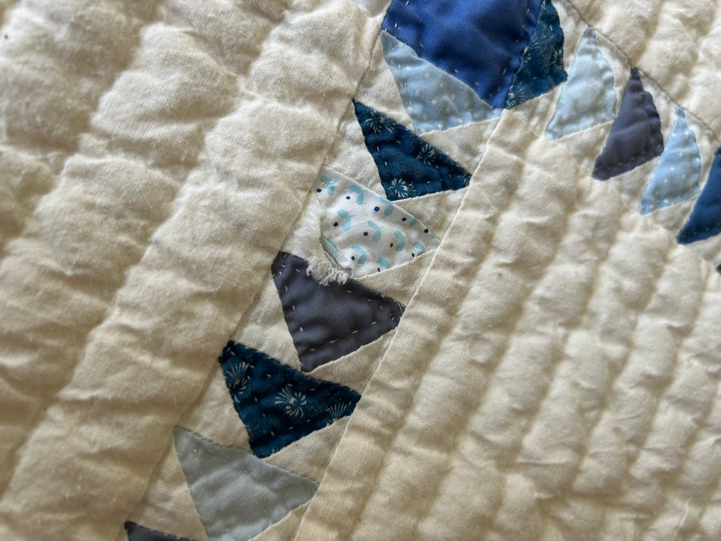 Indigo and Pale Blue Wild Goose Chase Quilt