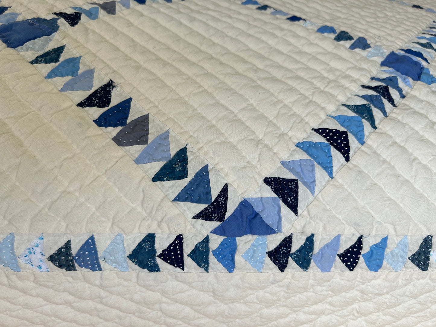 Indigo and Pale Blue Wild Goose Chase Quilt