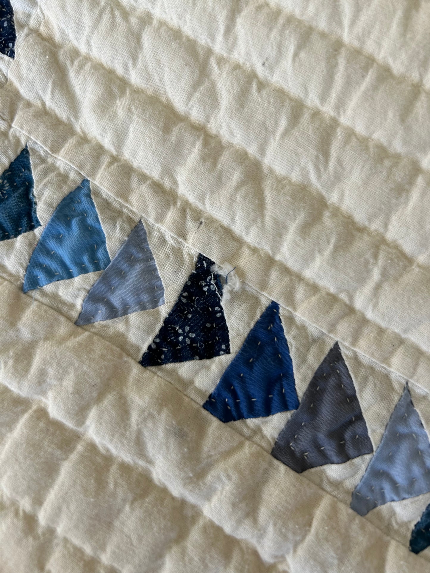 Indigo and Pale Blue Wild Goose Chase Quilt
