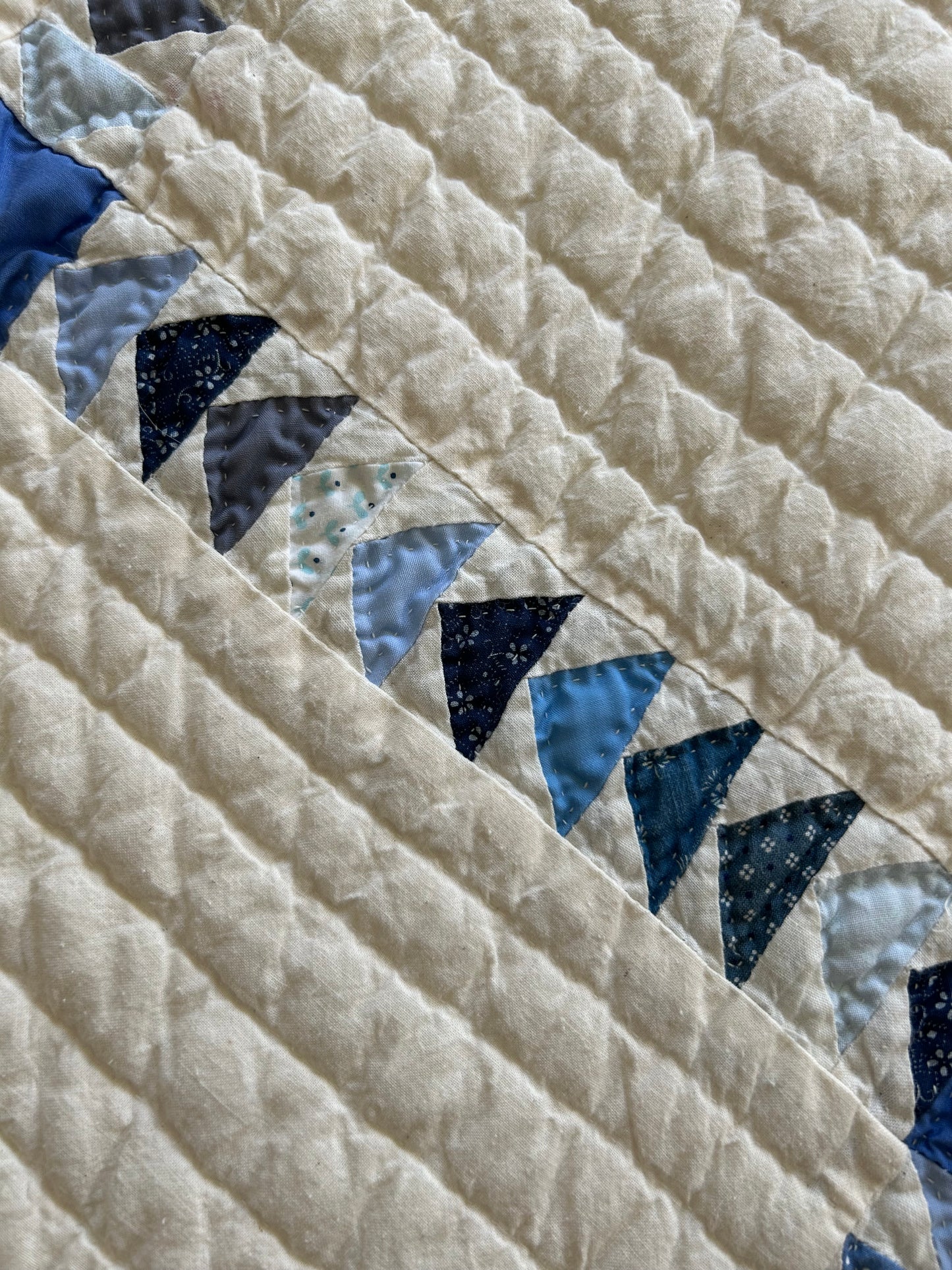 Indigo and Pale Blue Wild Goose Chase Quilt