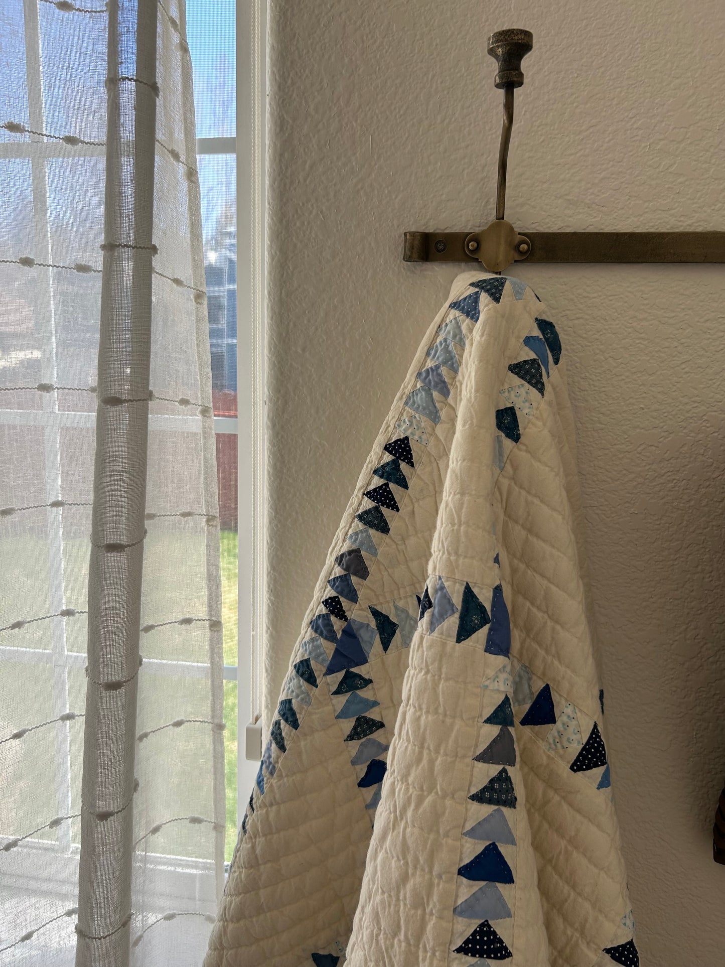 Indigo and Pale Blue Wild Goose Chase Quilt