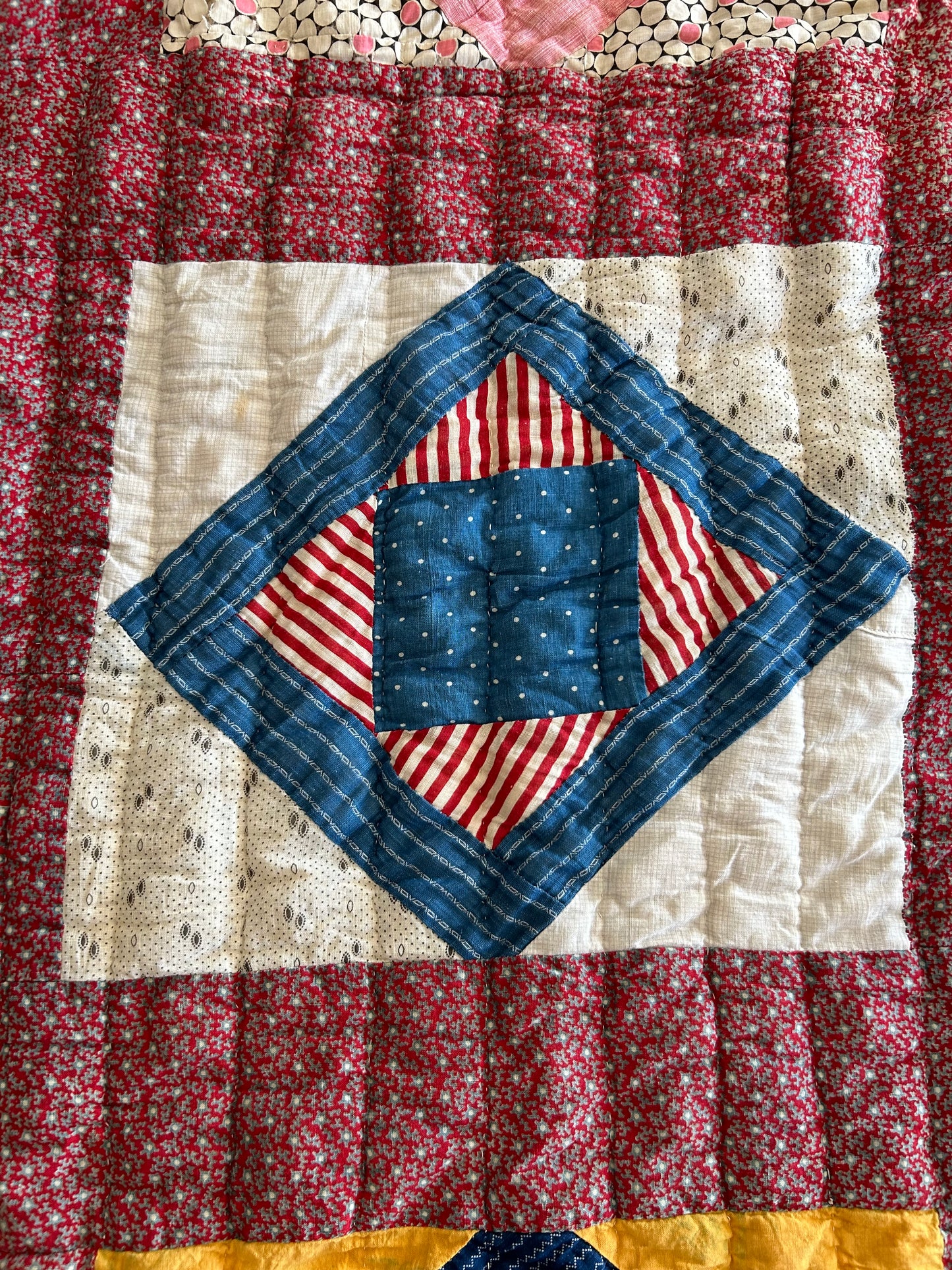 Antique Early 1900s | Squares in Squares Quilt