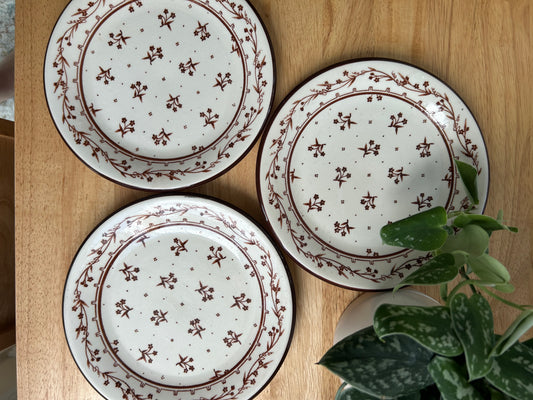 Sango Banquet Brown Floral Salad Plates | 1980s