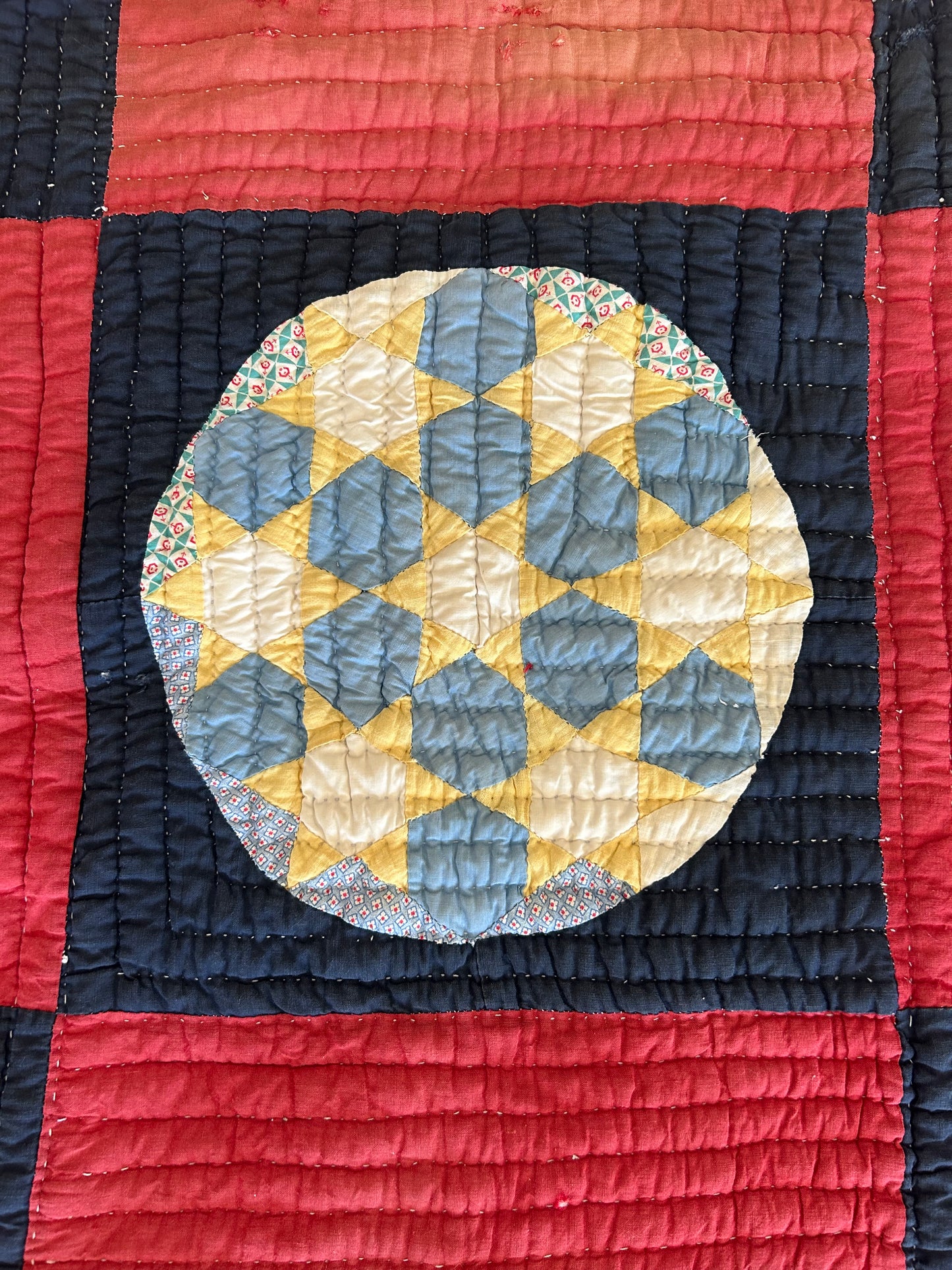 Red White and Blue Seven Sisters Quilt | Early 1900s