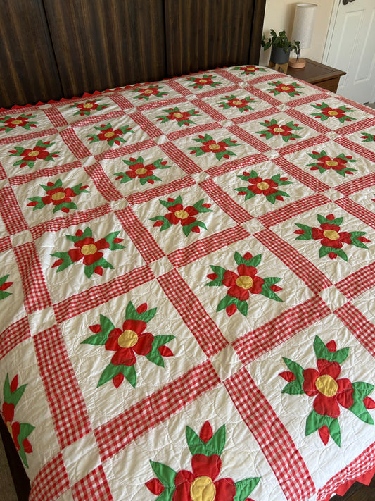 Gingham Rose of Sharon Quilt
