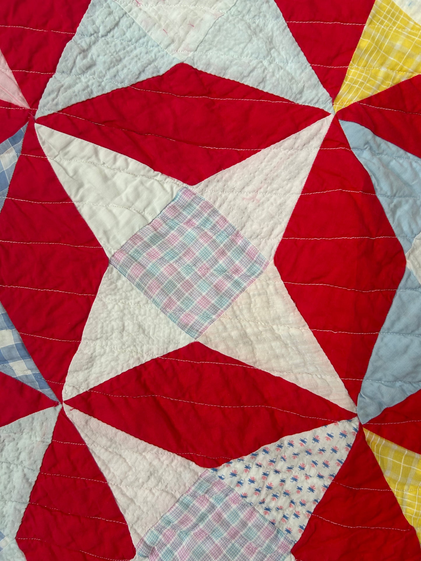Gingham Red Picnic Blanket | Red, Pink & Blue, Pinwheel Pattern