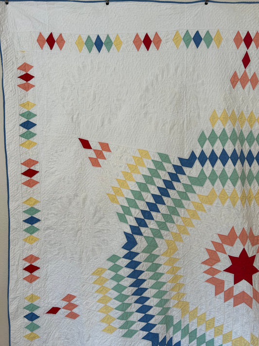 Vintage Rainbow Lone Star Quilt