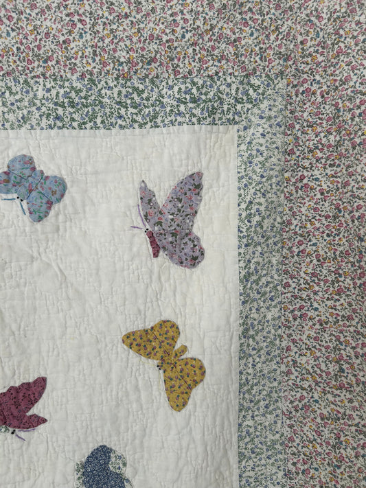 Vintage Butterfly Applique Crib Quilt