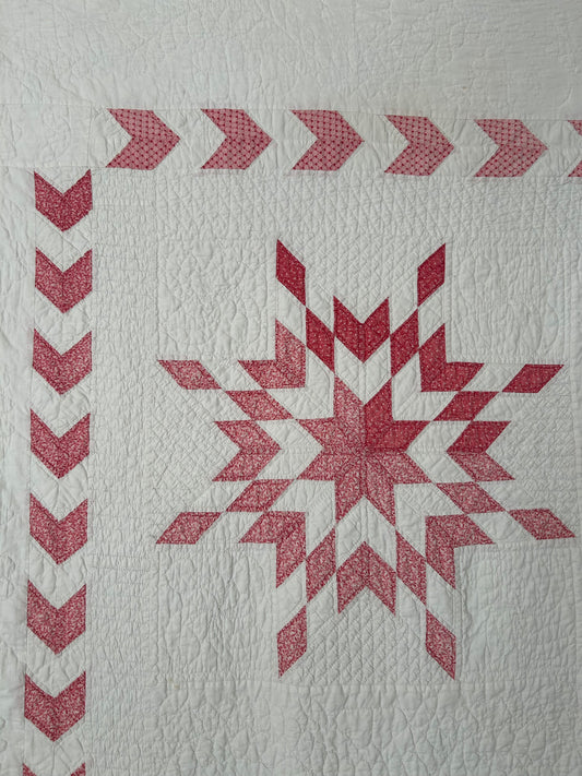Red Starburst Quilt | Early 1900s